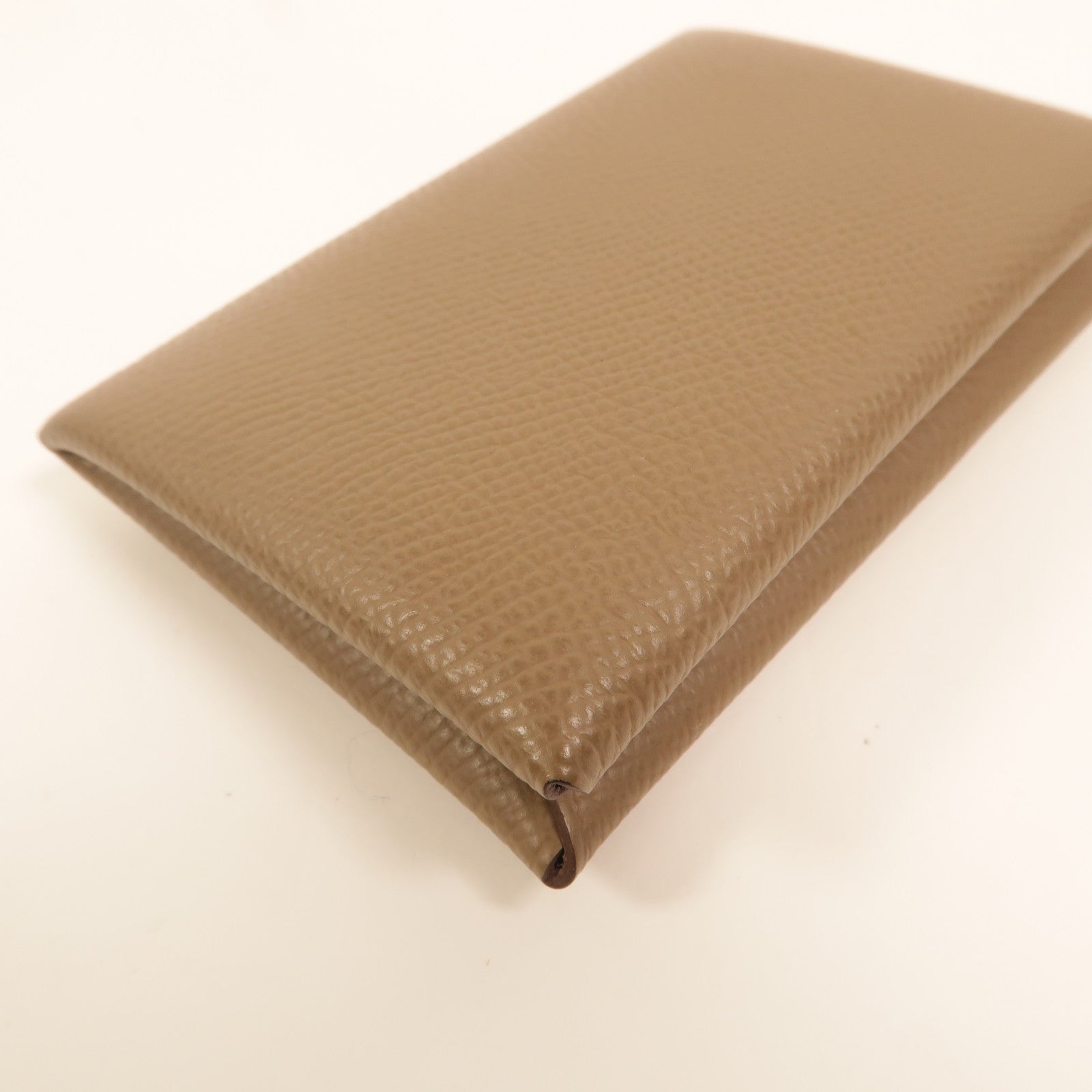 HERMES Epsom皮革Calvi卡片套Etoupe