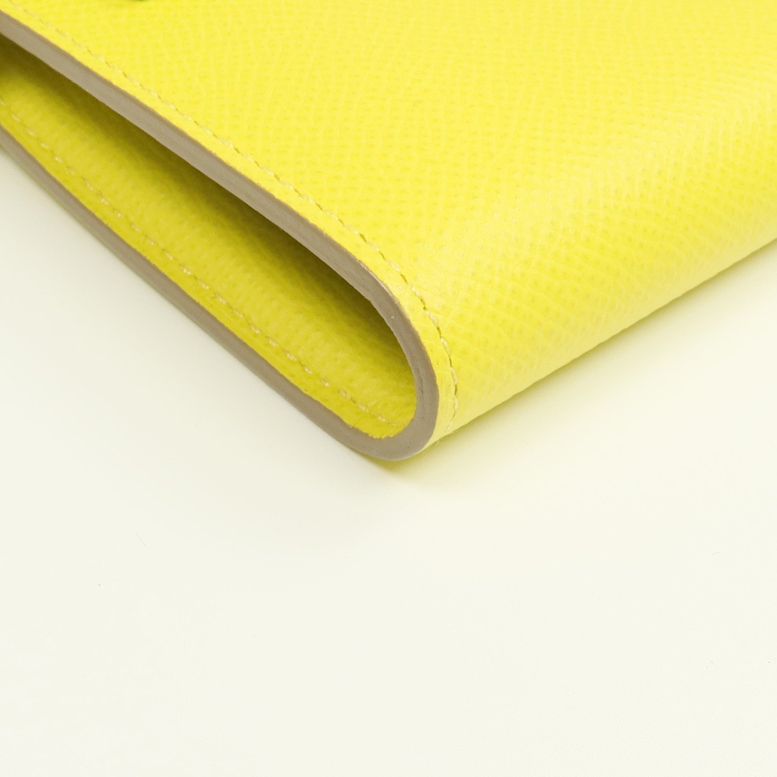 HERMES 【激減優惠】Epsom皮革Kelly Wallet銀扣長錢包Jaune de Naples