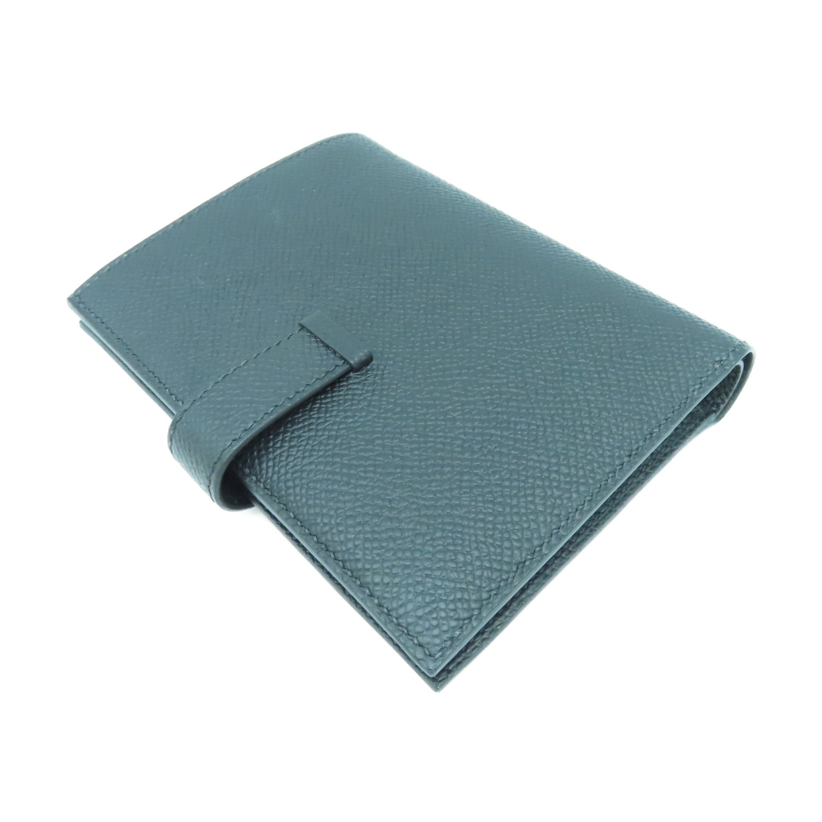HERMES 【激減優惠】Veau Epsom皮革Compact Wallet銀扣錢包經典黑色