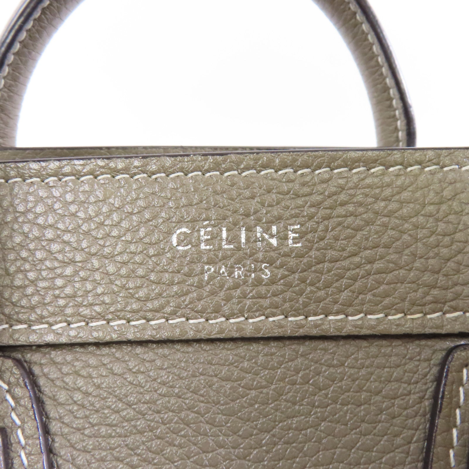 CELINE 牛皮皮革Nano Luggage金扣手挽肩背兩用袋灰色
