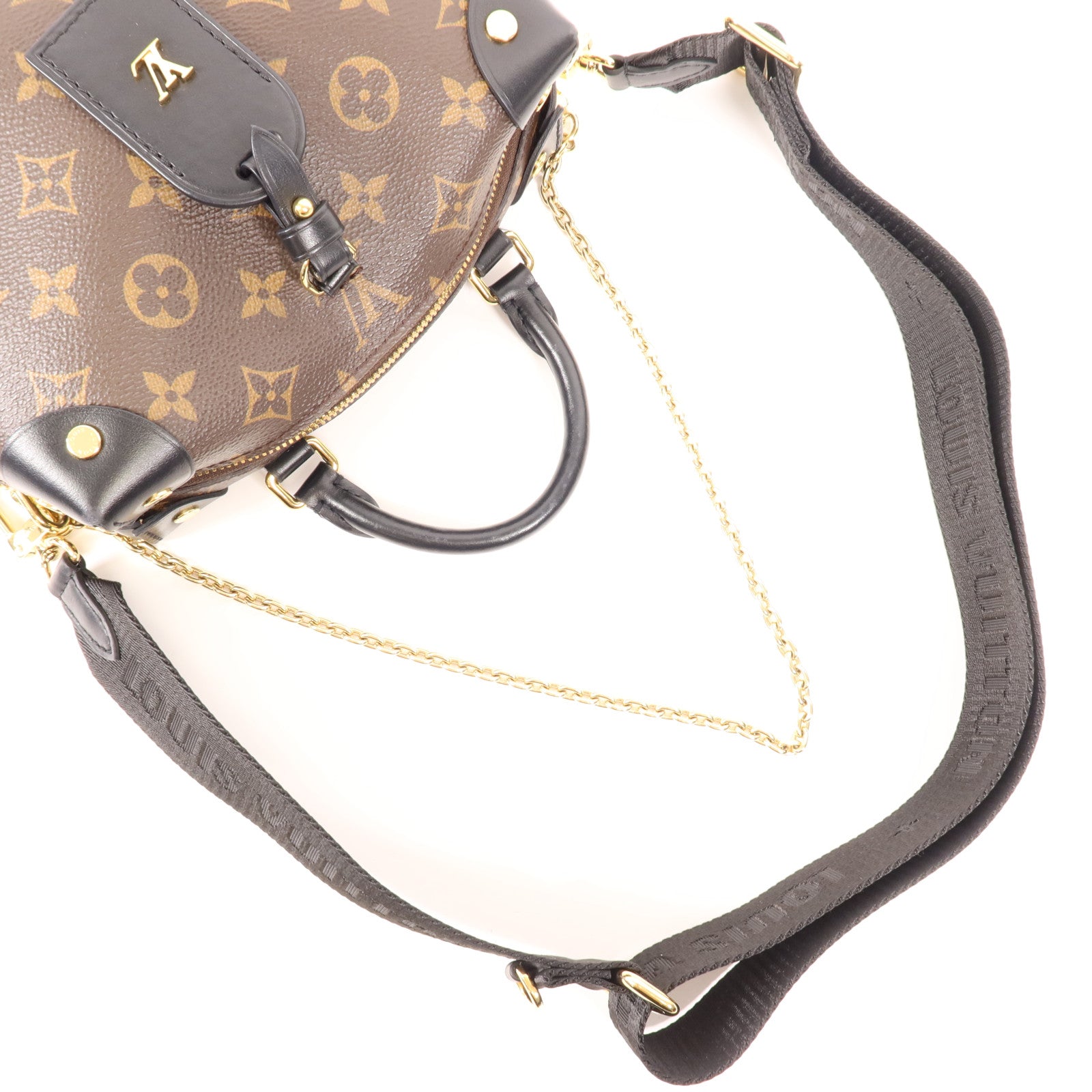 LOUIS VUITTON Monogram Petite Malle Souple金扣手挽肩背兩用袋