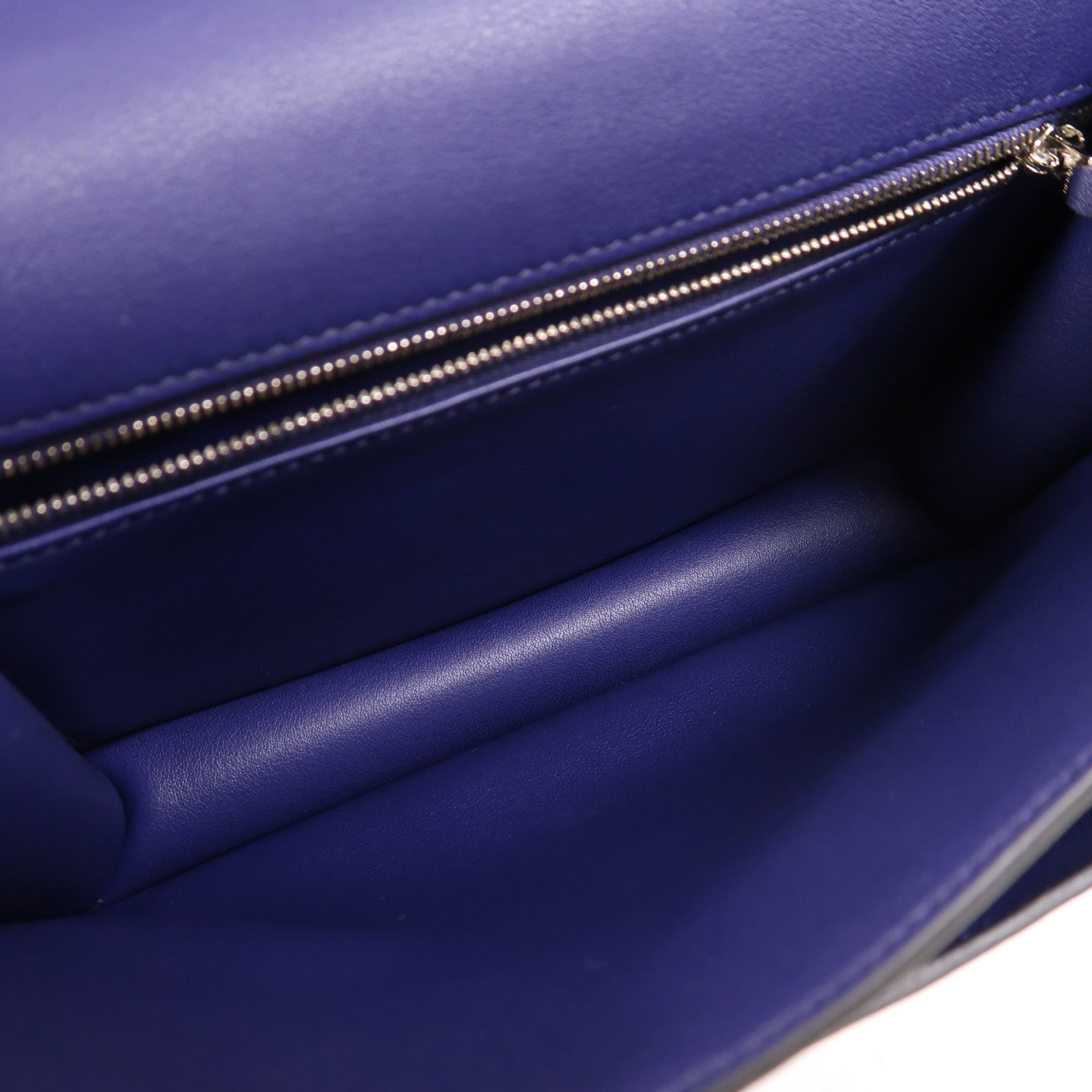 HERMES Toile帆布/Swift皮革Constance 24銀扣肩背袋Bleu Encre
