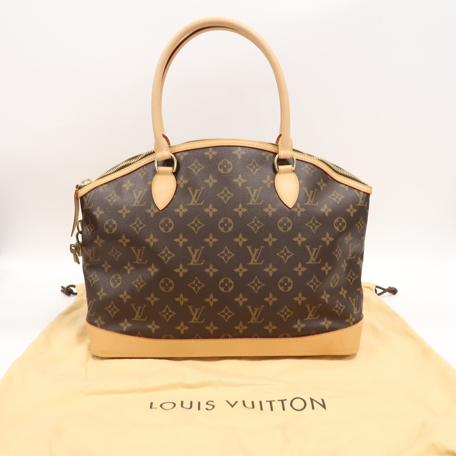LOUIS VUITTON 【激減優惠】Monogram Lockit Horizontal金扣手挽袋啡色