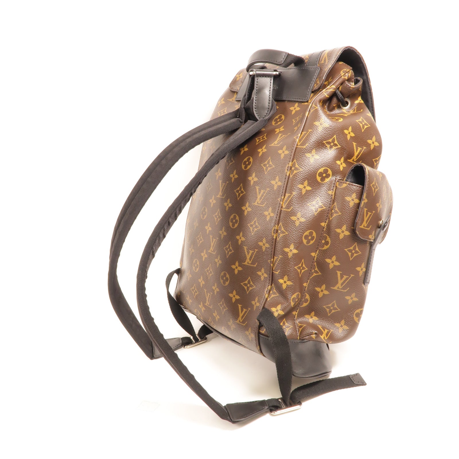 LOUIS VUITTON Monogram Macassar Christopher MM銀扣背包