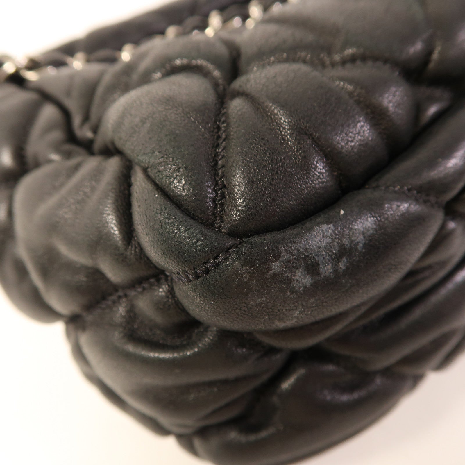 CHANEL 羊皮皮革Chain Shoulder Bag銀扣鏈帶肩背袋