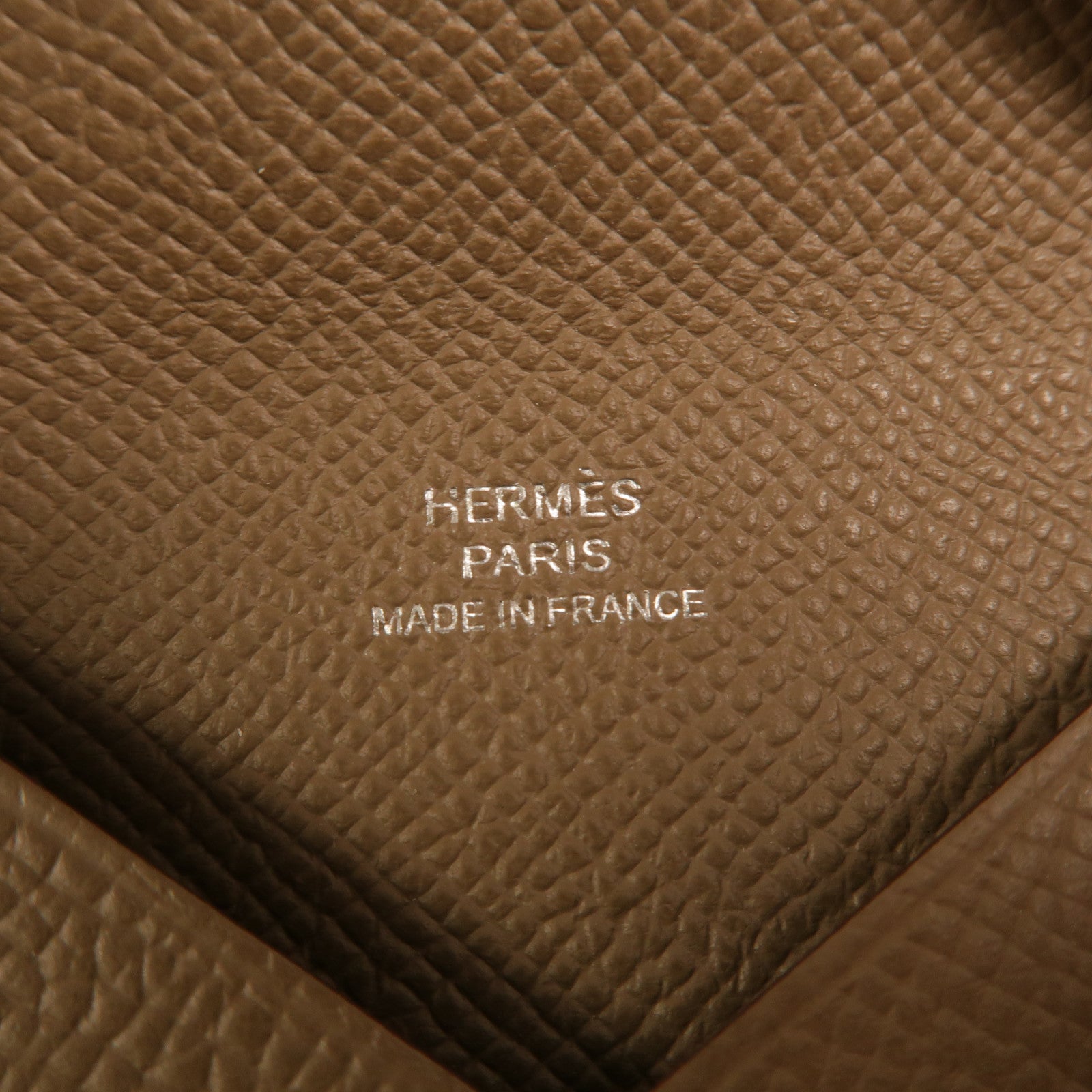 HERMES Epsom皮革Calvi卡片套Etoupe