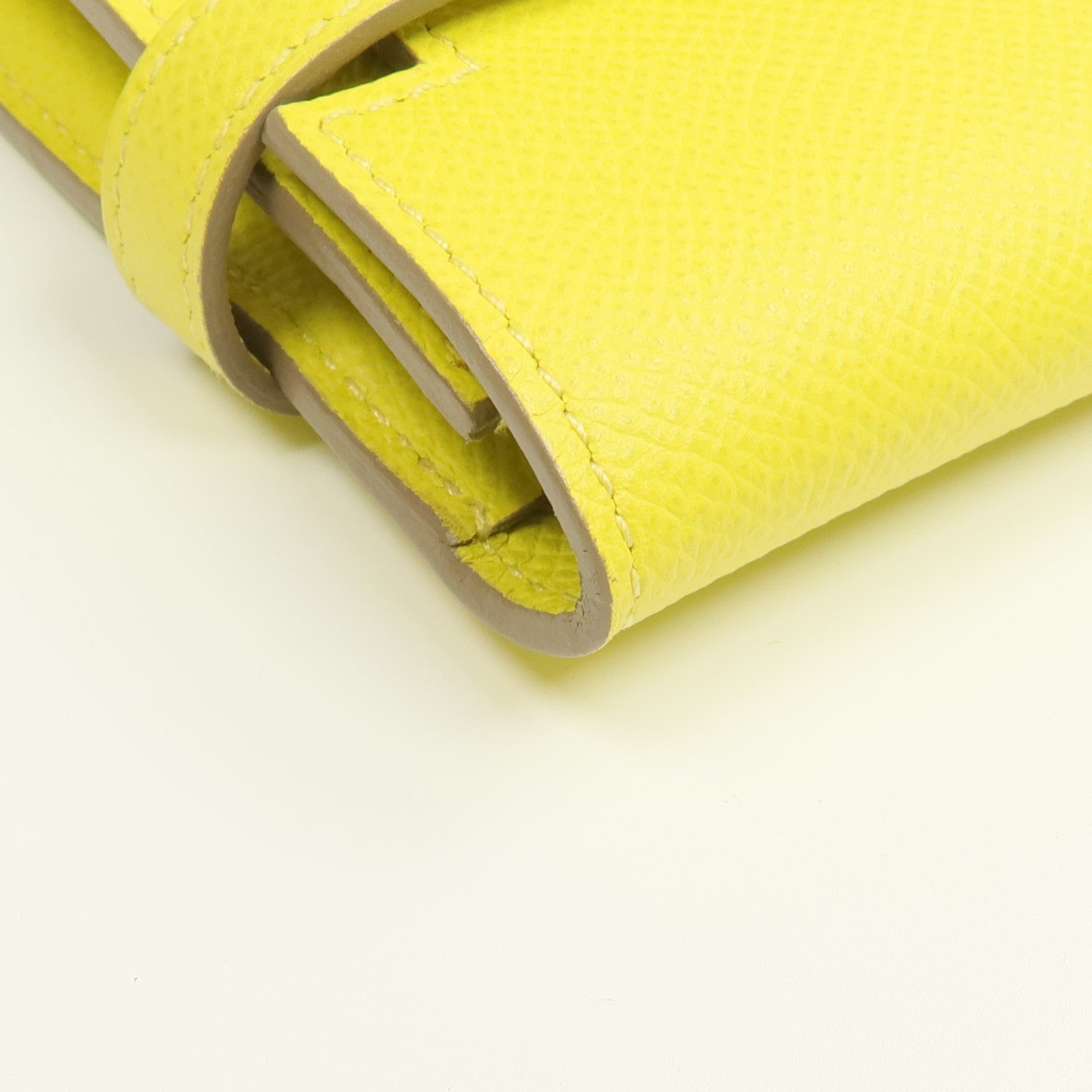 HERMES 【激減優惠】Epsom皮革Kelly Wallet銀扣長錢包Jaune de Naples