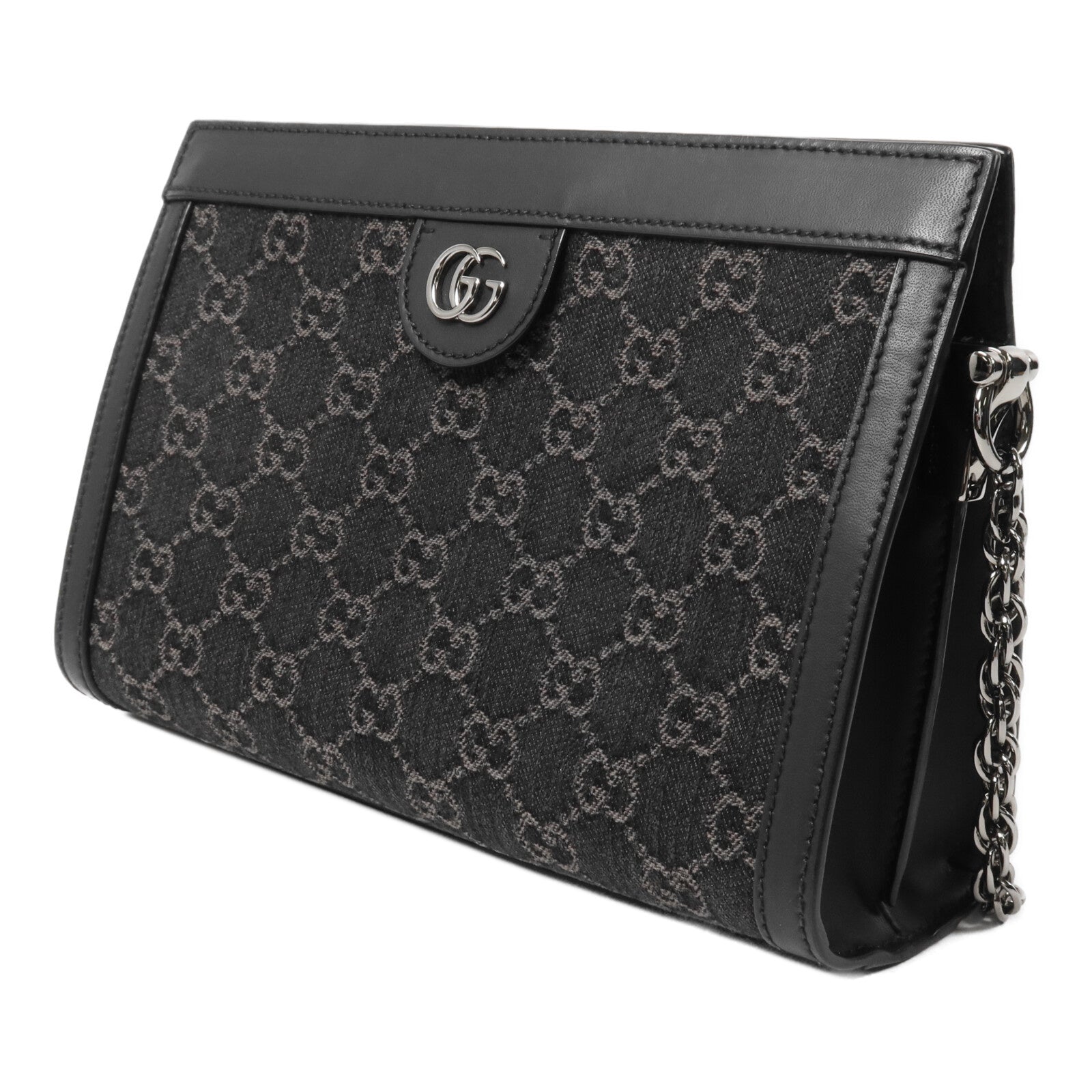 GUCCI 牛仔布Ophidia GG Small鏈帶肩背袋