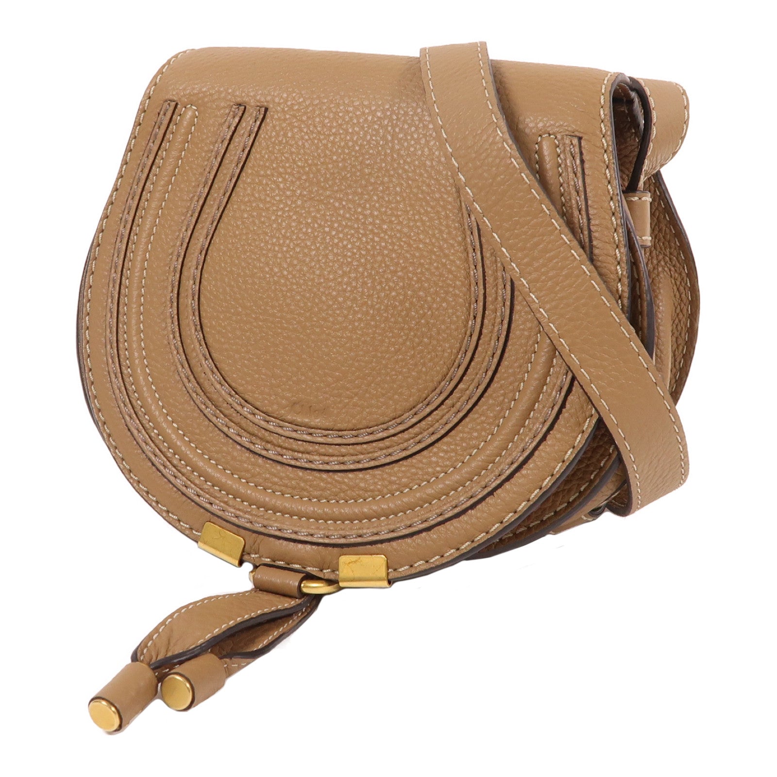 Chloe 牛皮皮革Small Marcie金扣肩背袋啡色