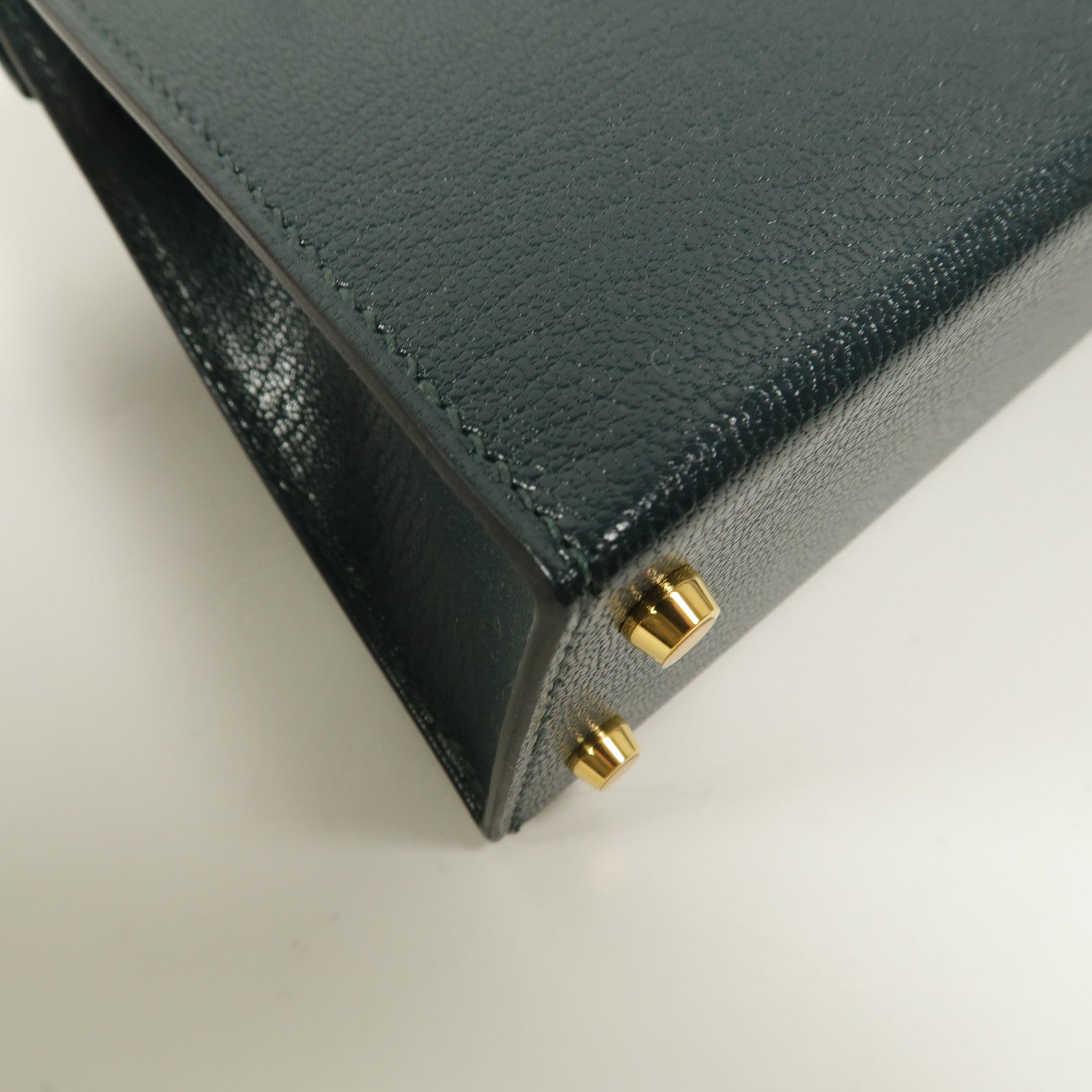 HERMES Chevre皮革/蜥蝪皮革Mini Kelly II Touch手挽肩背兩用袋Vert Cypres/Ombre