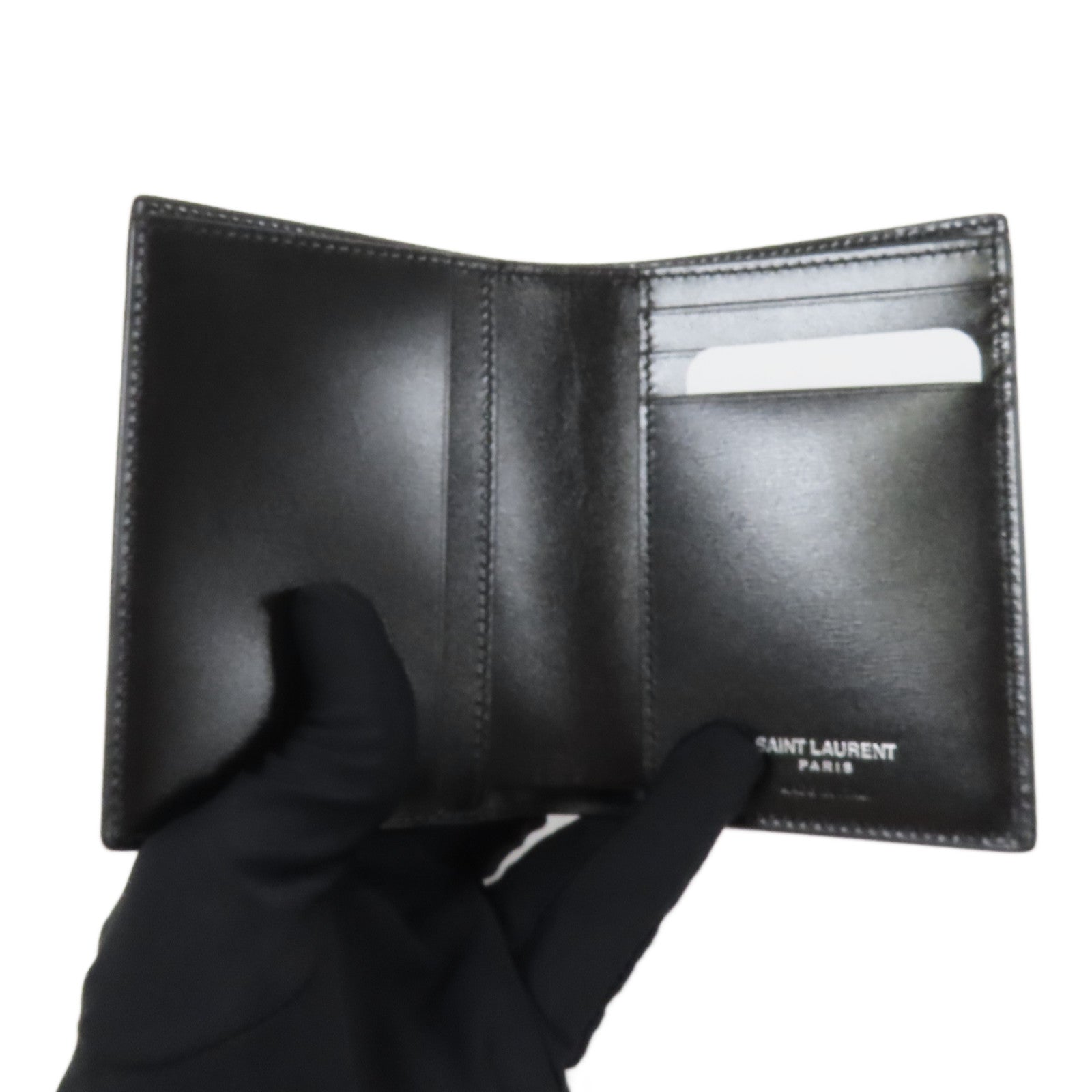 SAINT LAURENT 皮革Card Case銀扣卡片套