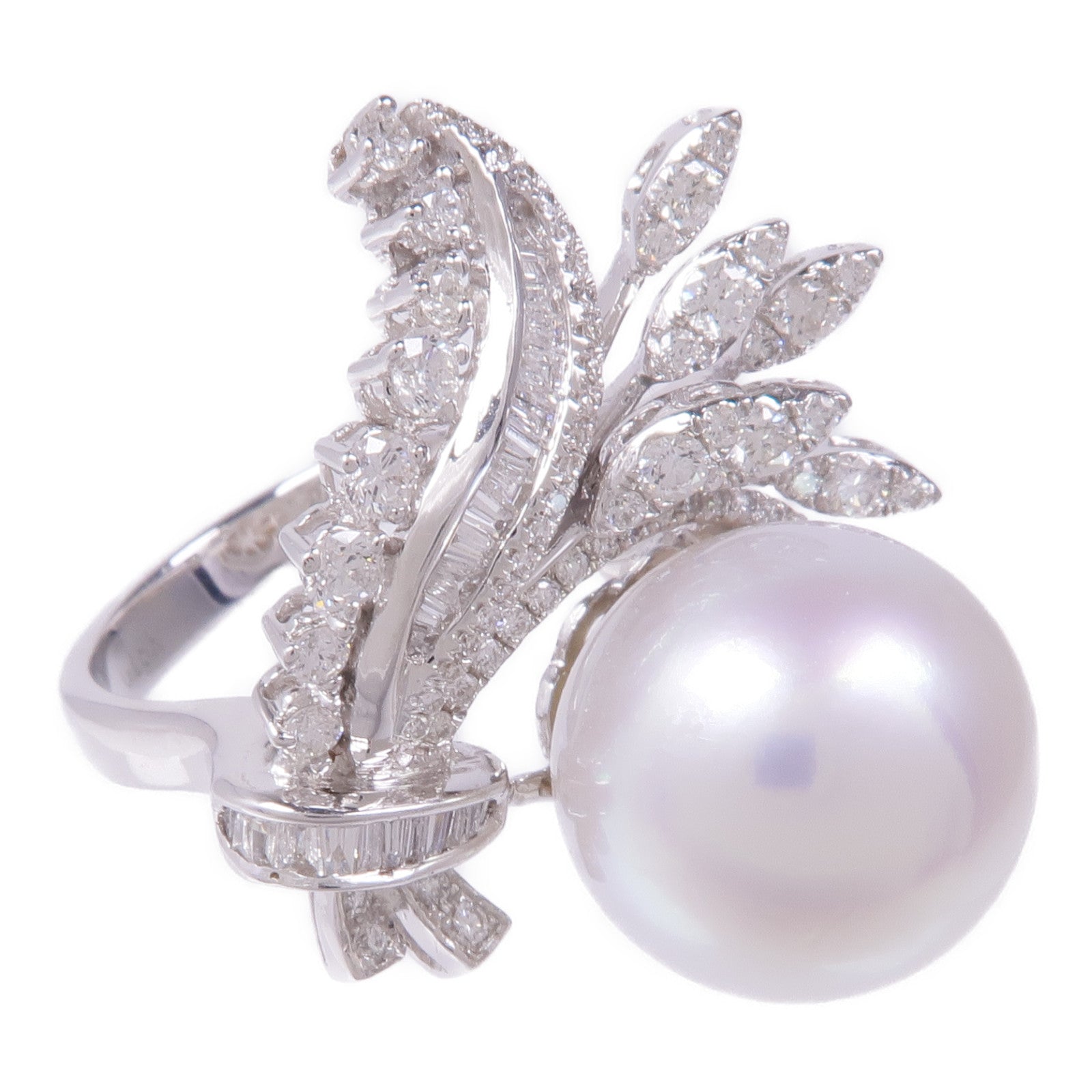 JEWELRY 18K白金Pearl Diamond Ring珍珠/鑽石戒指US#7.25