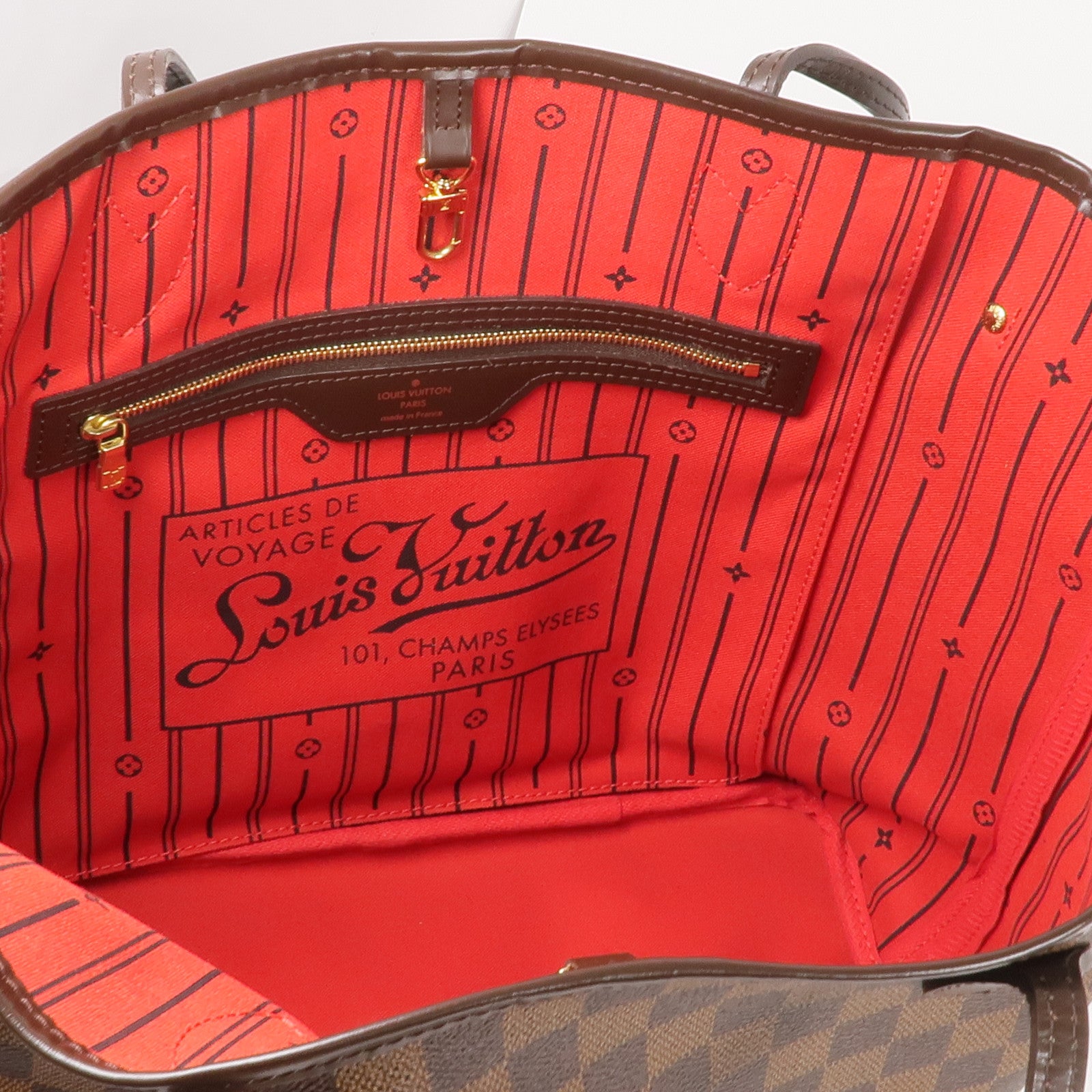 LOUIS VUITTON Damier Neverfull MM金扣肩背袋/手挽袋