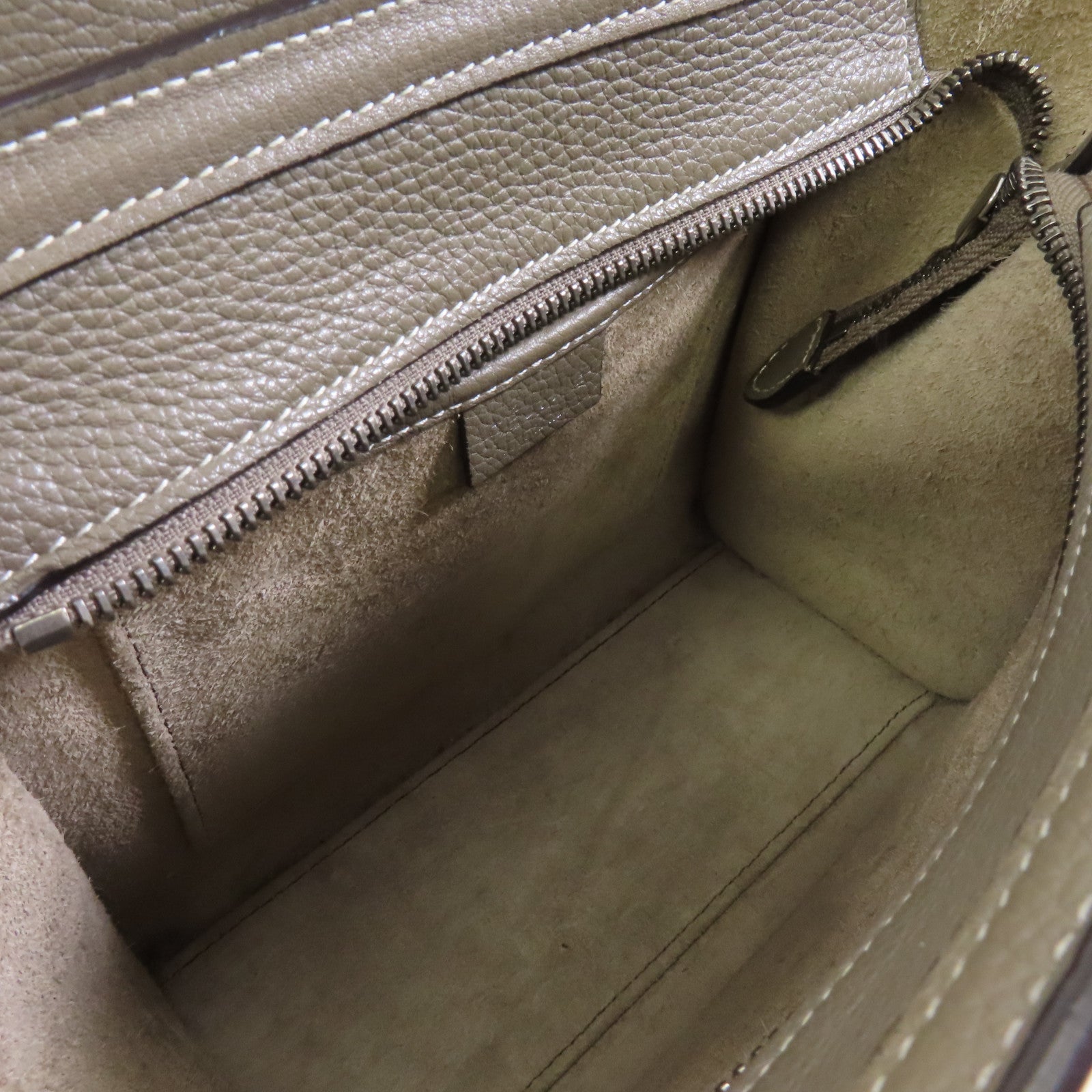 CELINE 牛皮皮革Nano Luggage金扣手挽肩背兩用袋灰色