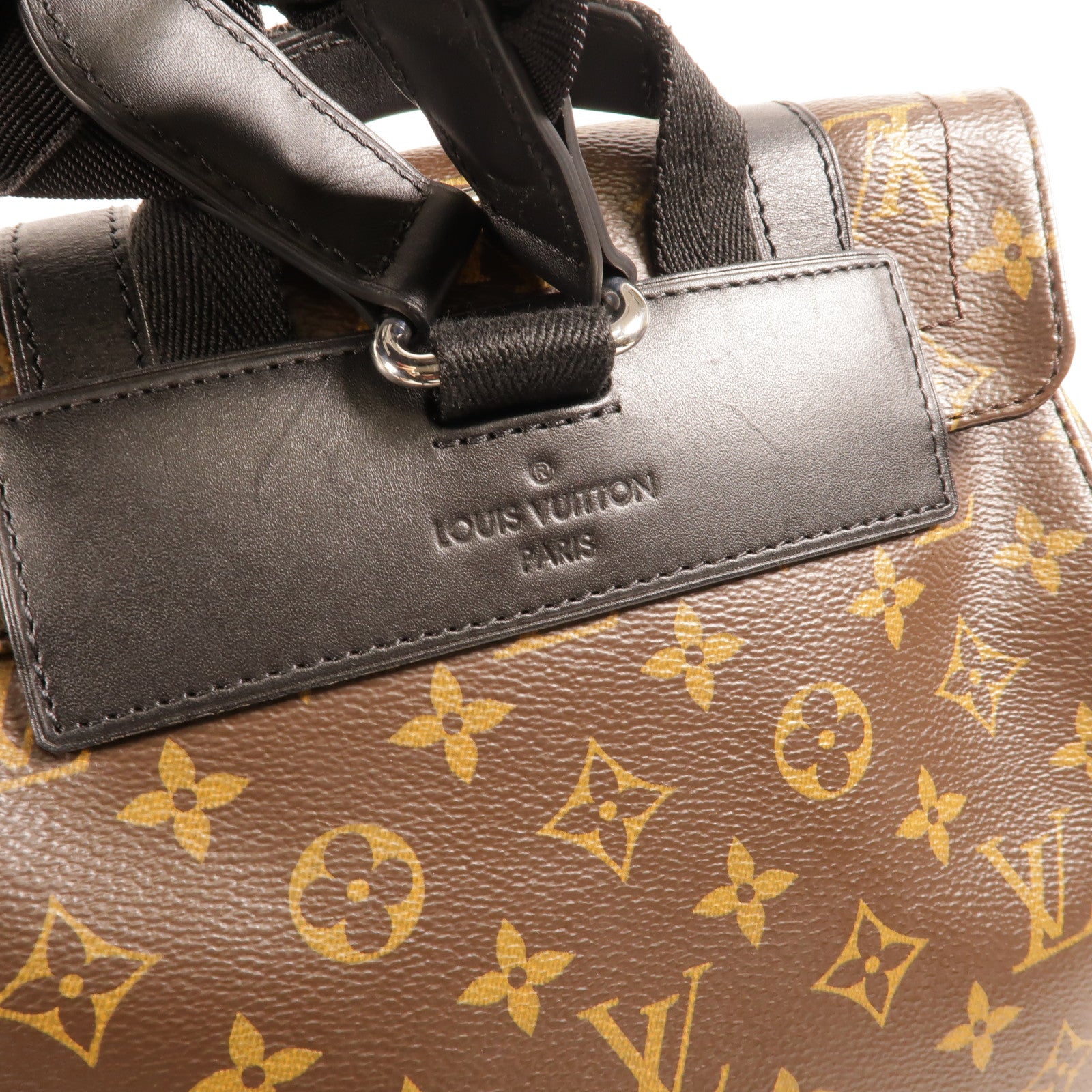 LOUIS VUITTON Monogram Macassar Christopher MM銀扣背包