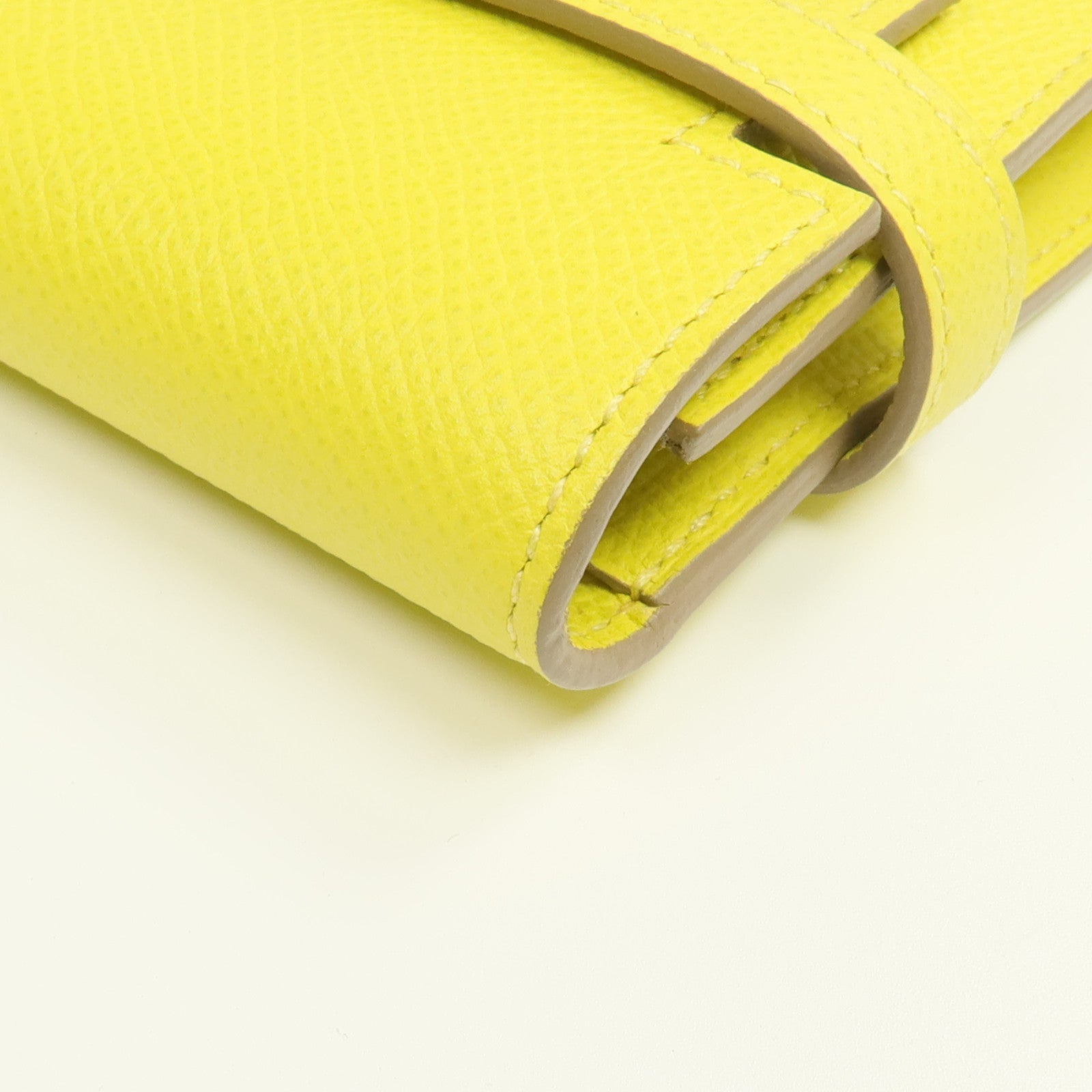 HERMES 【激減優惠】Epsom皮革Kelly Wallet銀扣長錢包Jaune de Naples