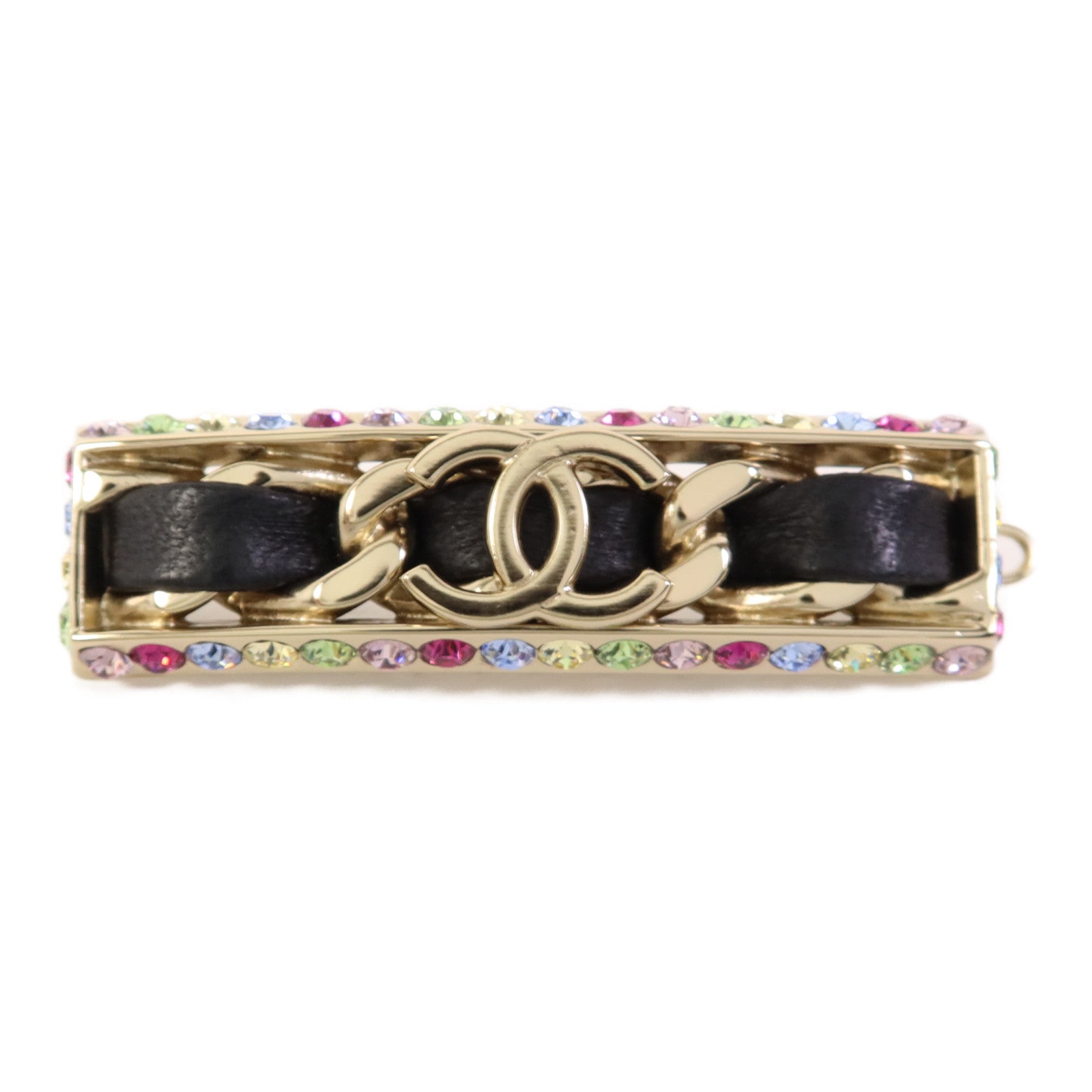 CHANEL 金屬/皮革Hair Clip髮夾