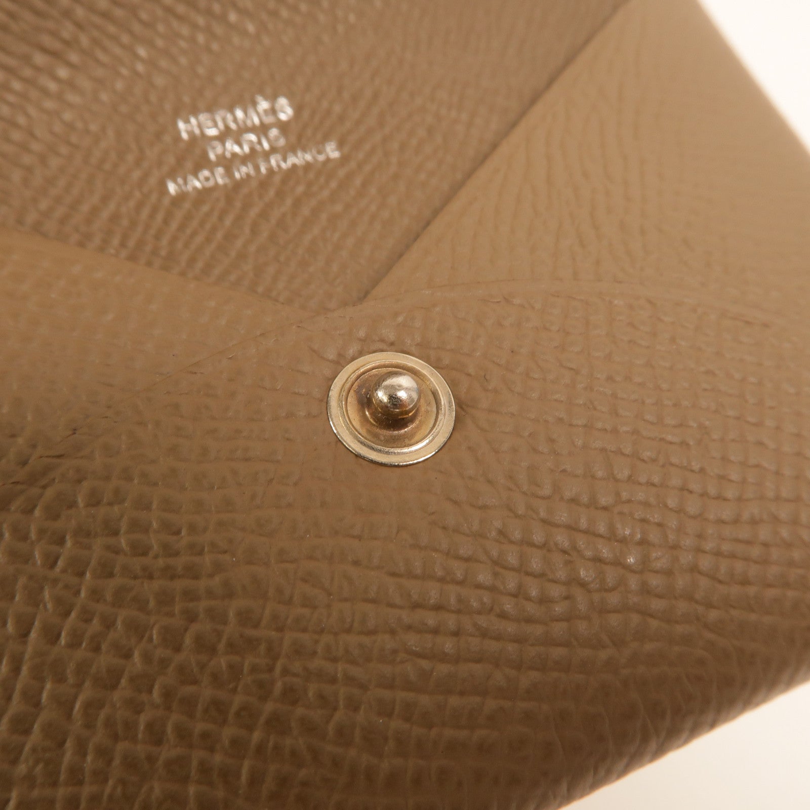 HERMES Epsom皮革Calvi卡片套Etoupe