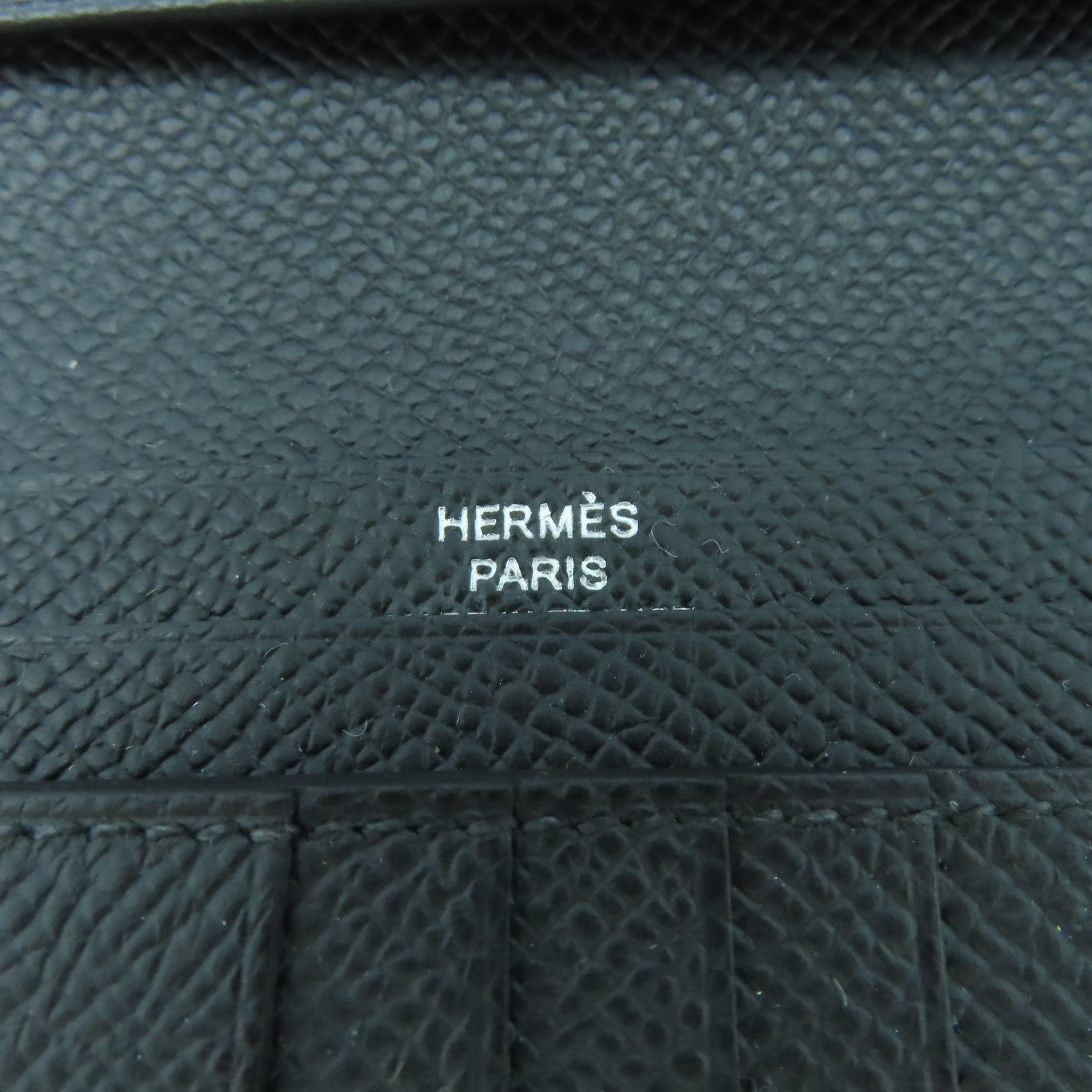 HERMES 【激減優惠】Veau Epsom皮革Compact Wallet銀扣錢包經典黑色