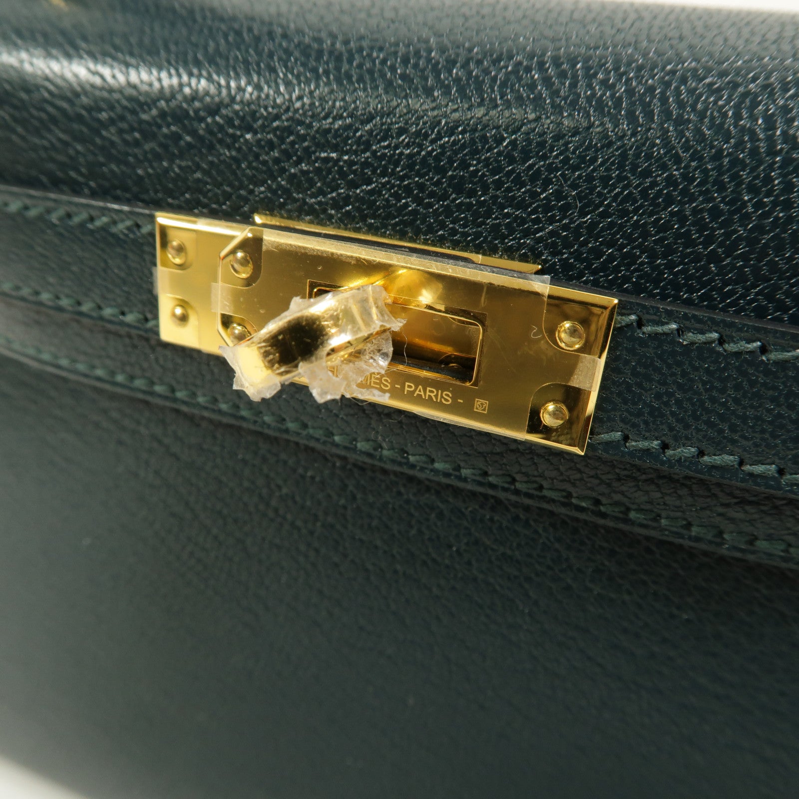 HERMES Chevre皮革/蜥蝪皮革Mini Kelly II Touch手挽肩背兩用袋Vert Cypres/Ombre