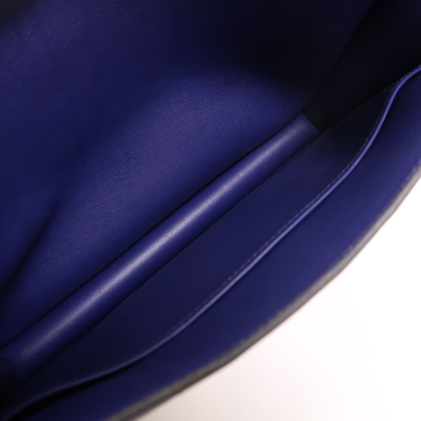 HERMES Toile帆布/Swift皮革Constance 24銀扣肩背袋Bleu Encre