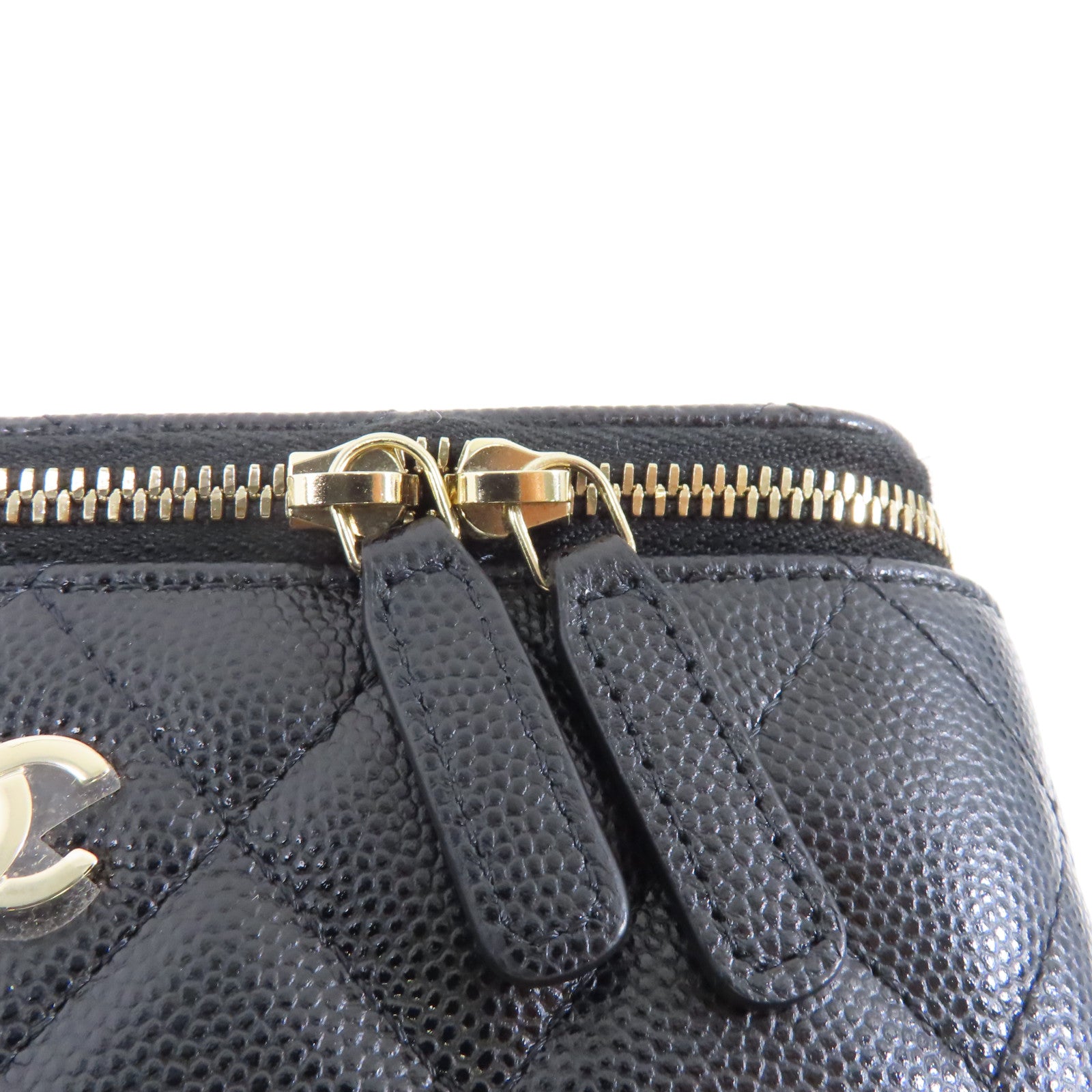 CHANEL 菱格牛皮皮革Vanity Case金扣鏈帶肩背袋黑色