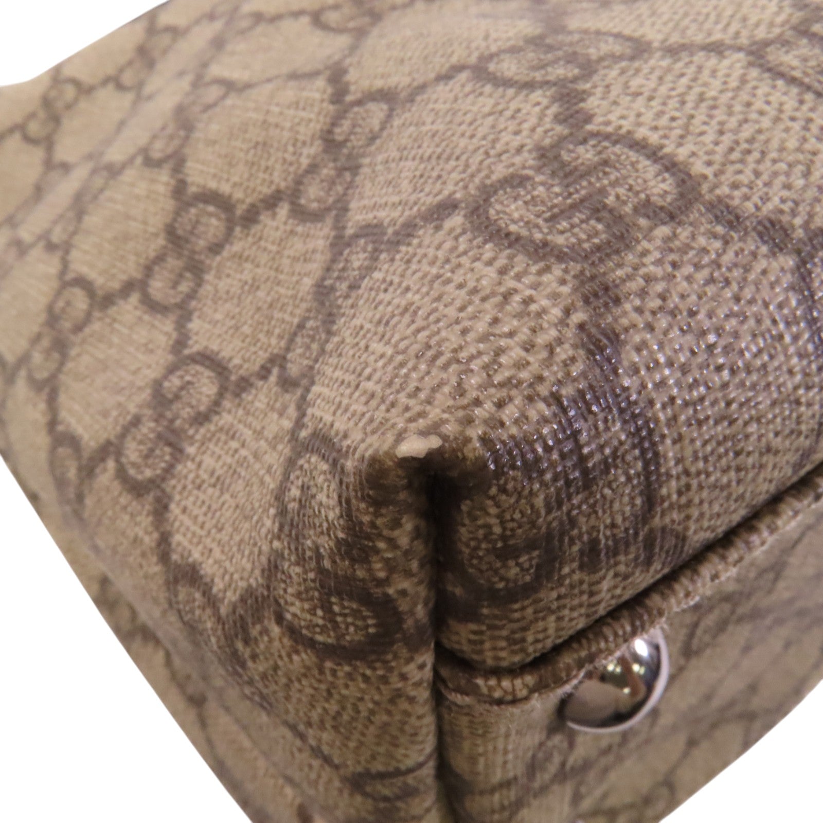 GUCCI 塗層帆布Tote Bag銀扣肩背袋