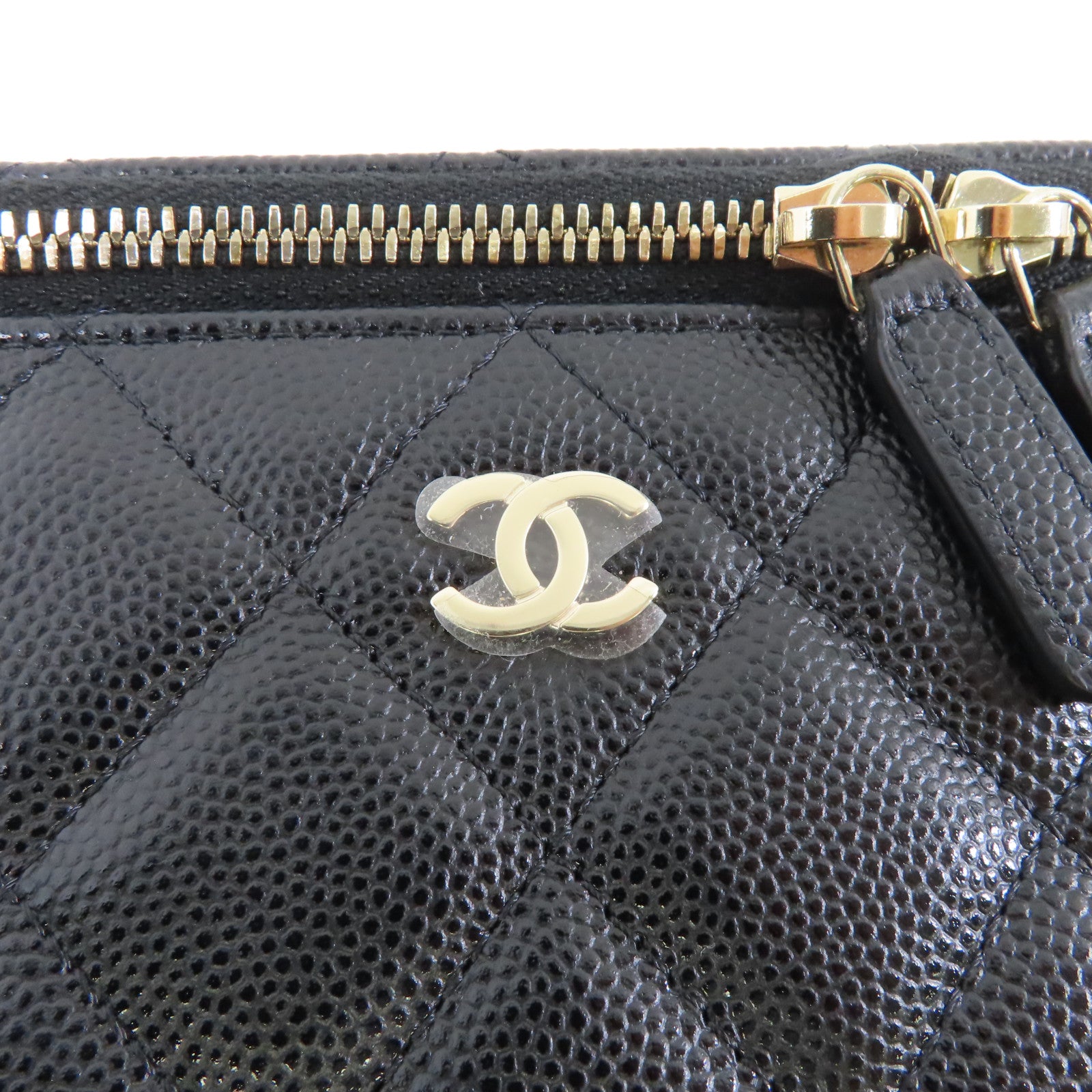 CHANEL 菱格牛皮皮革Vanity Case金扣鏈帶肩背袋黑色