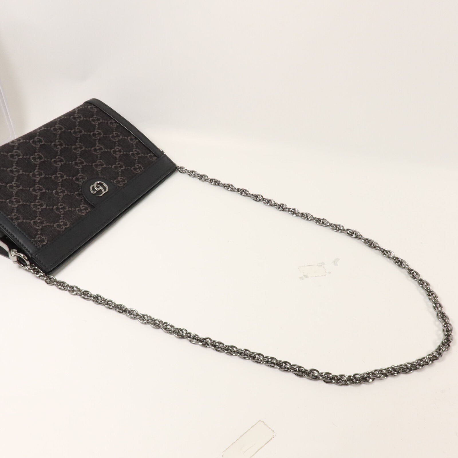 GUCCI 牛仔布Ophidia GG Small鏈帶肩背袋