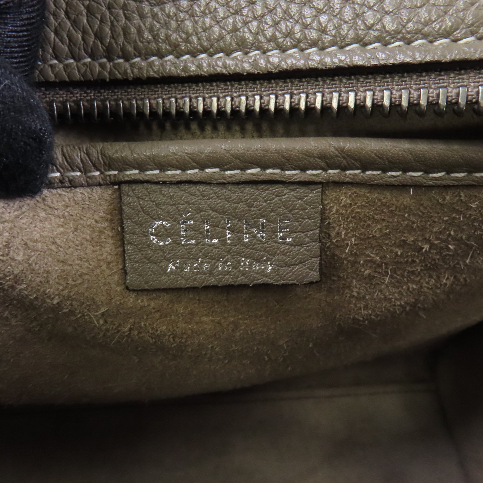 CELINE 牛皮皮革Nano Luggage金扣手挽肩背兩用袋灰色