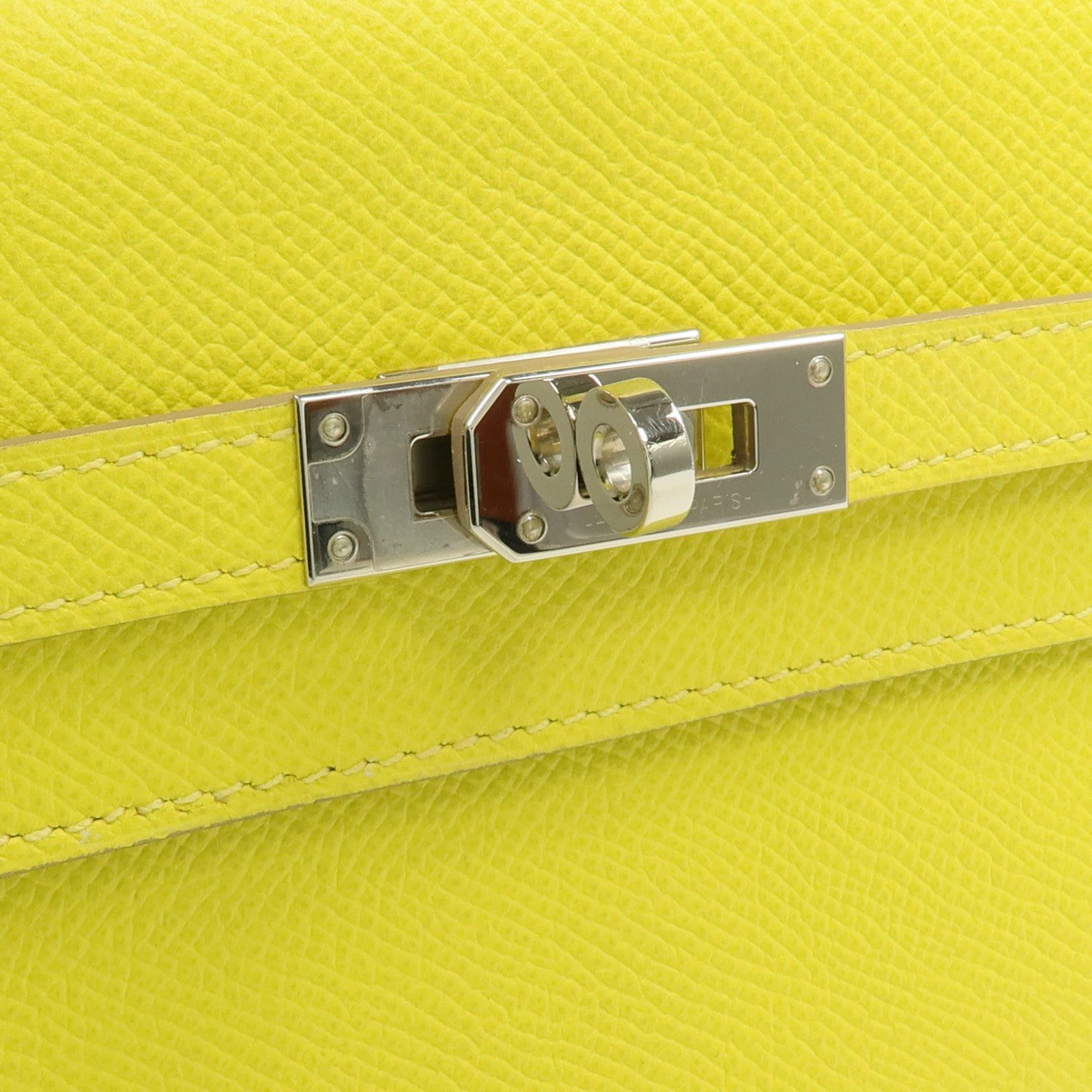HERMES 【激減優惠】Epsom皮革Kelly Wallet銀扣長錢包Jaune de Naples