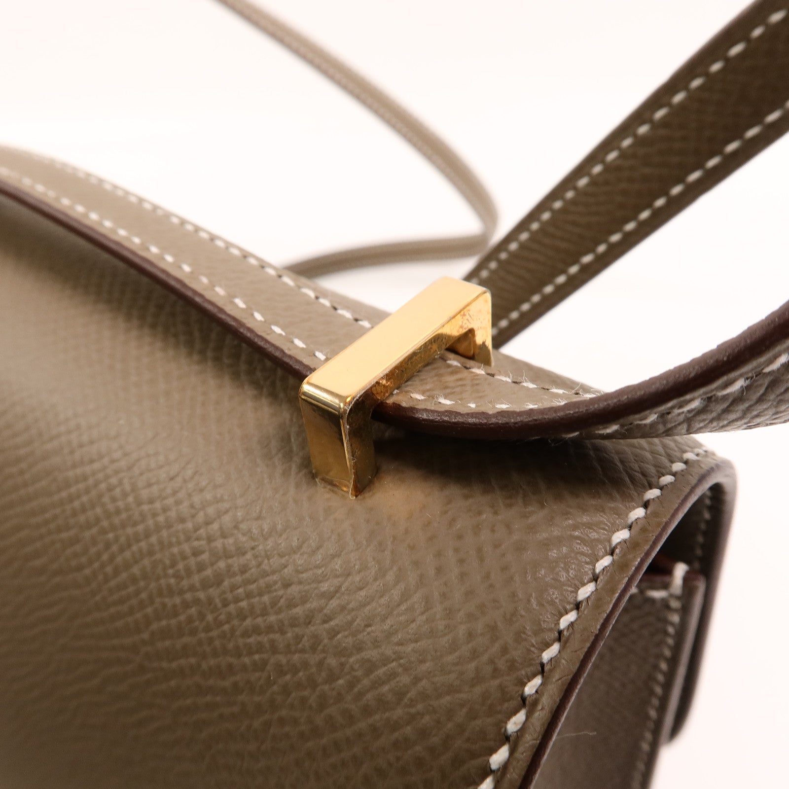 HERMES Epsom皮革Constance Mini肩背袋Etoupe