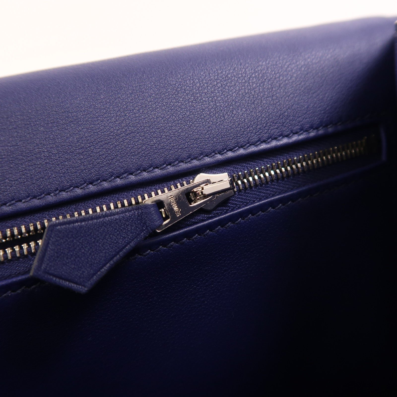 HERMES Toile帆布/Swift皮革Constance 24銀扣肩背袋Bleu Encre