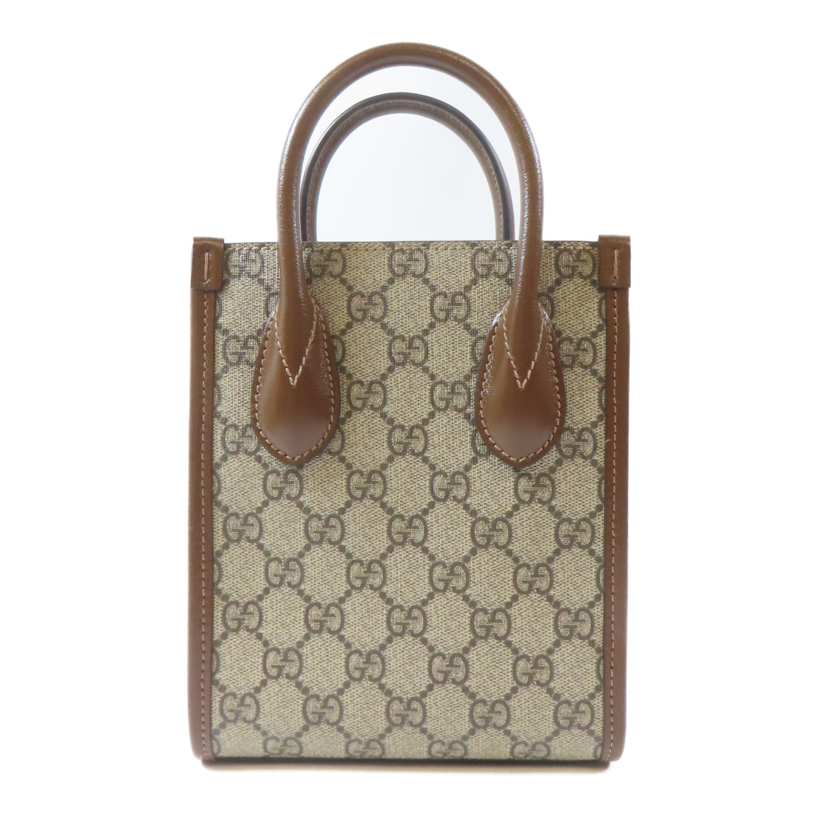 GUCCI 【激減優惠】塗層帆布Mini Tote Bag Interlocking G金扣手挽肩背兩用袋啡色