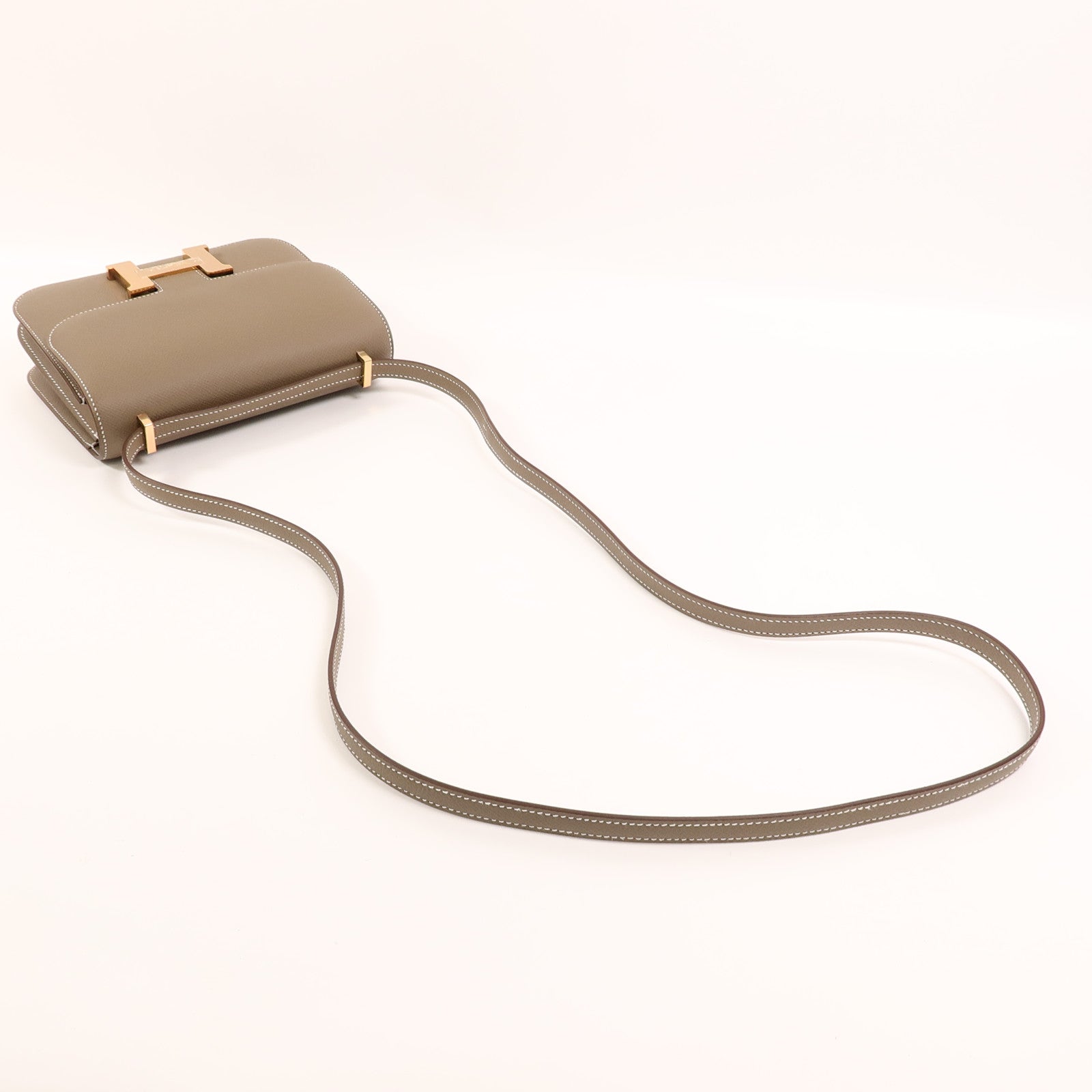 HERMES Epsom皮革Constance Mini肩背袋Etoupe