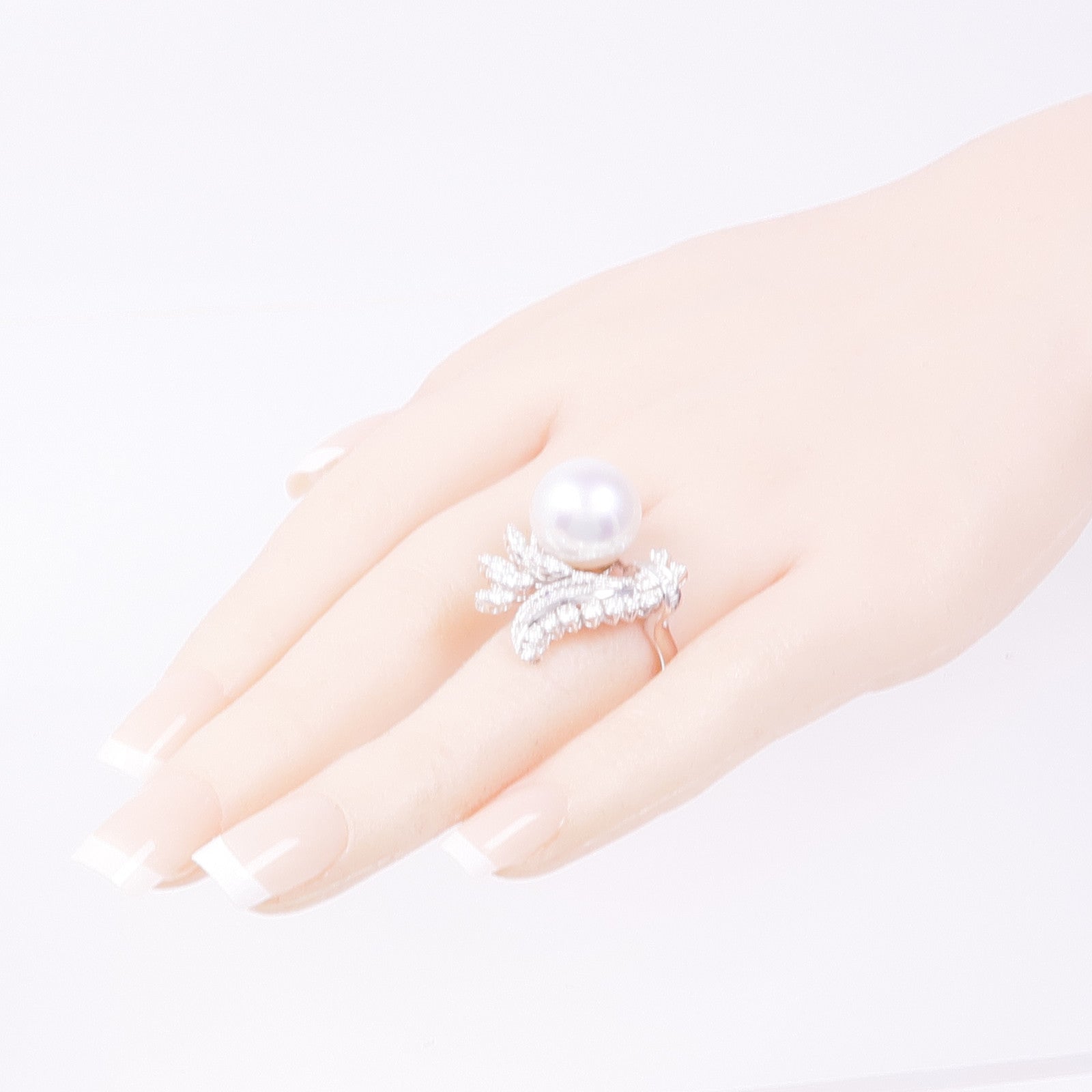 JEWELRY 18K白金Pearl Diamond Ring珍珠/鑽石戒指US#7.25