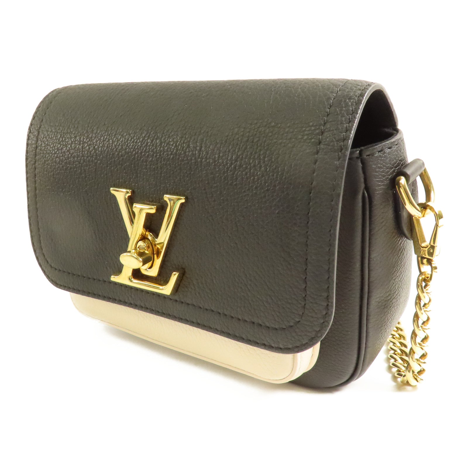 LOUIS VUITTON LV GHW Lockme Tender 2 Way Bag M58557 Calfskin Leather Black/White