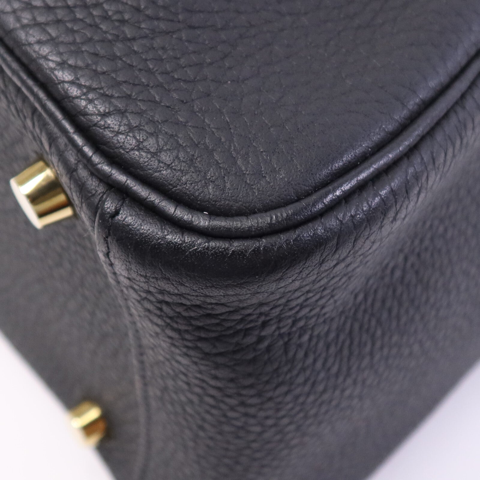 HERMES Clemence皮革Lindy 26金扣手挽肩背兩用袋Noir