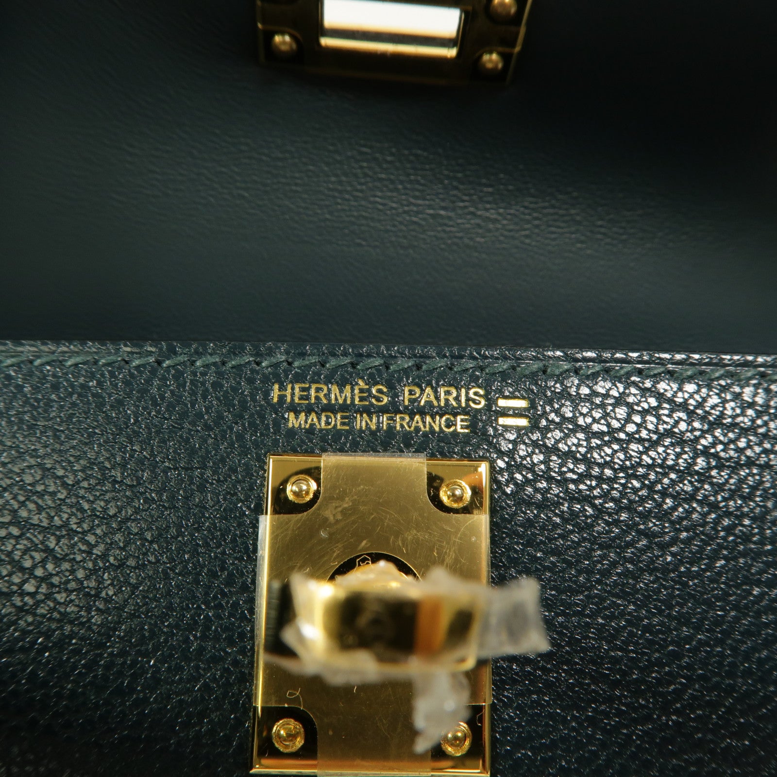 HERMES Chevre皮革/蜥蝪皮革Mini Kelly II Touch手挽肩背兩用袋Vert Cypres/Ombre