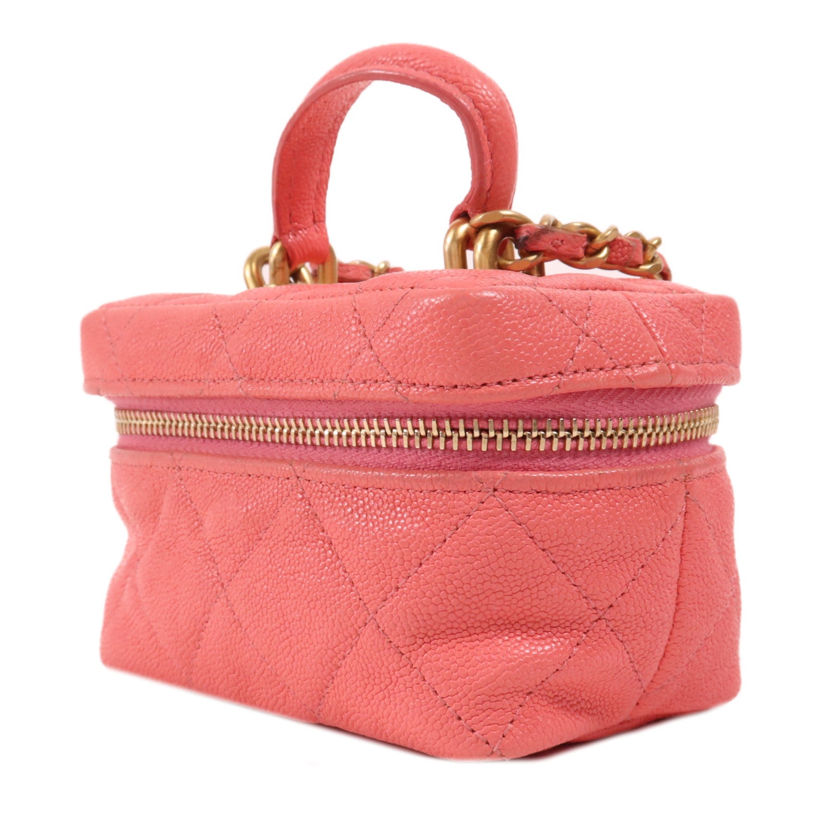 CHANEL 牛皮皮革Matelasse Mini Vanity金扣手挽肩背兩用袋