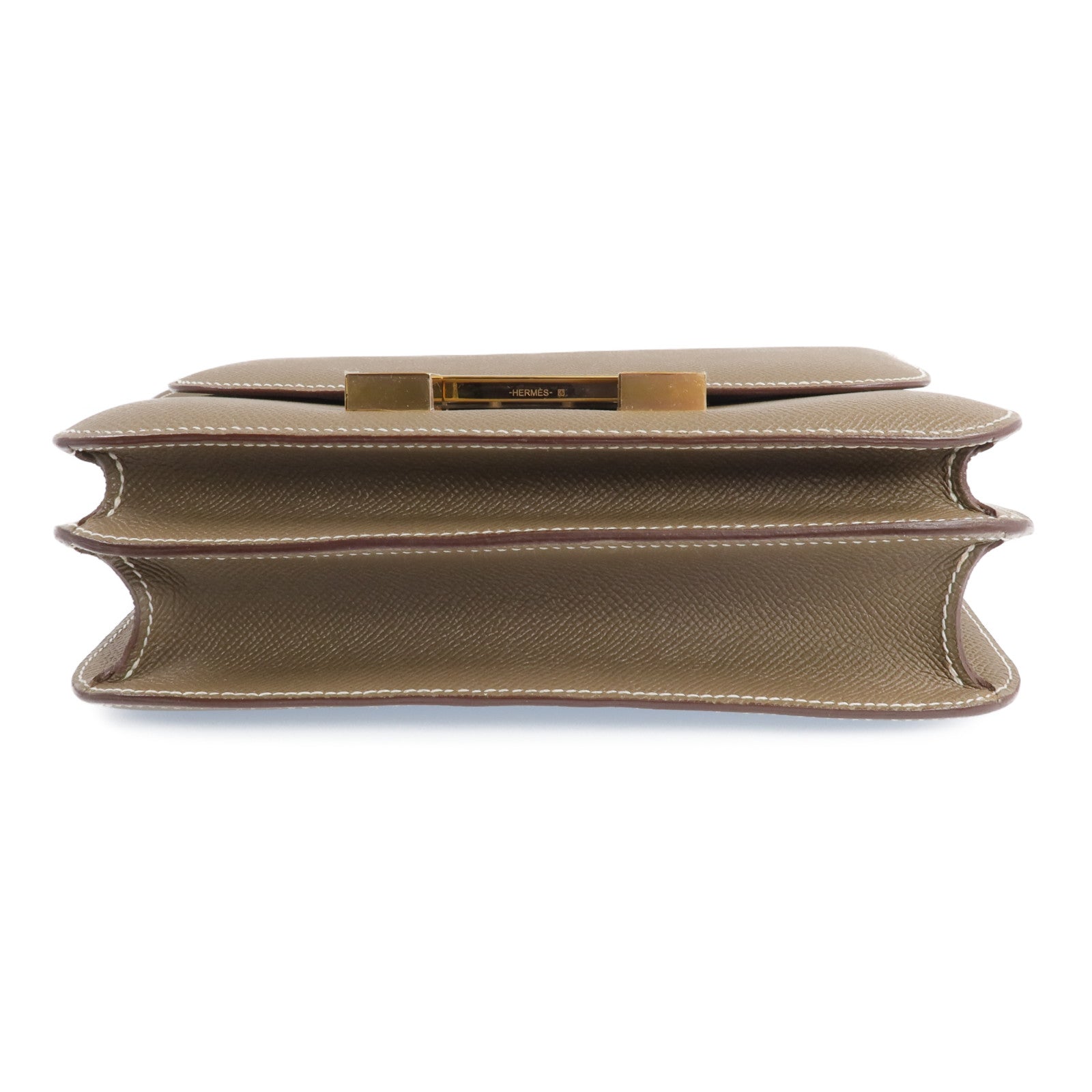 HERMES 皮革Constance 24金扣肩背袋Etoupe