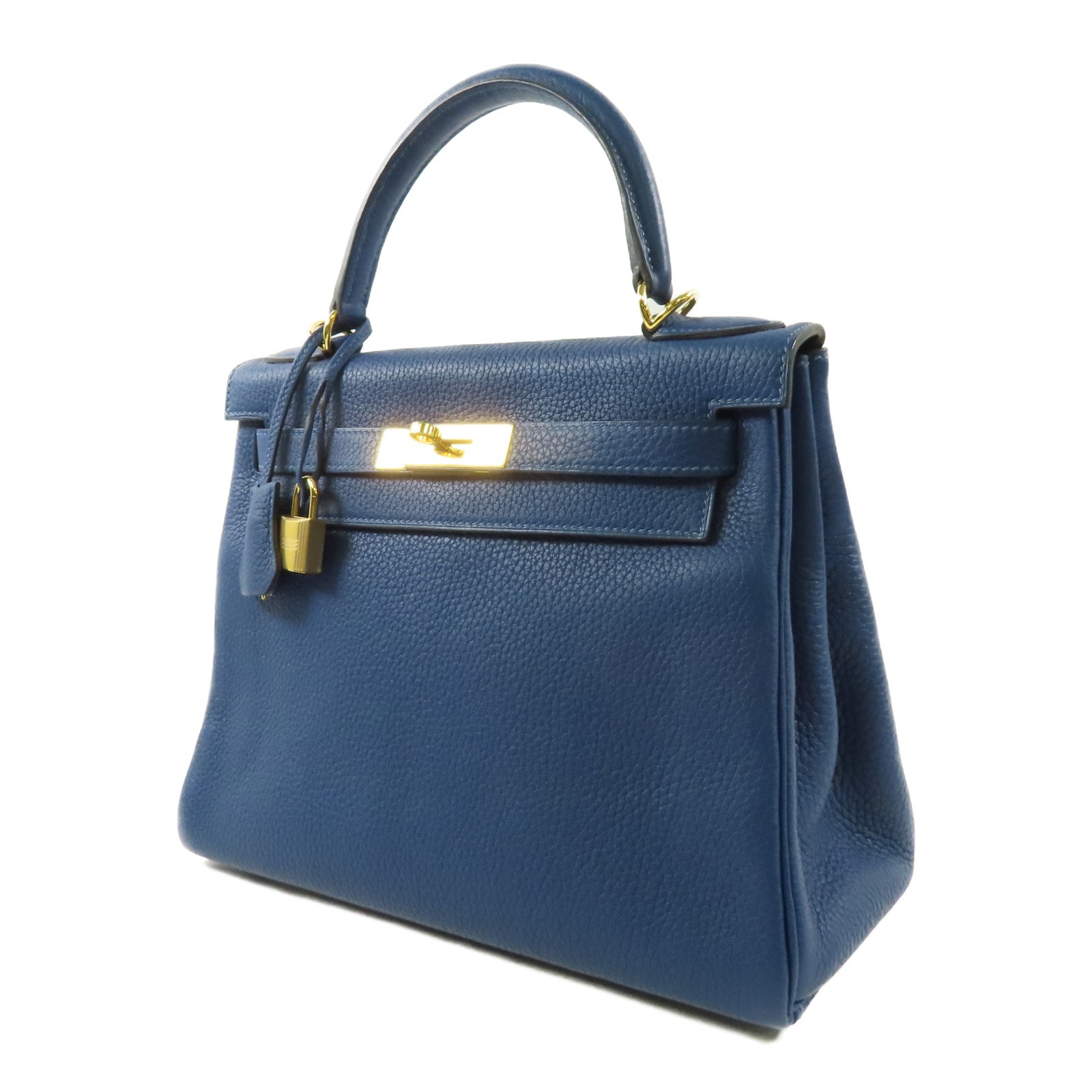 HERMES Clemence皮革Kelly 28手挽肩背兩用袋Deep Blue