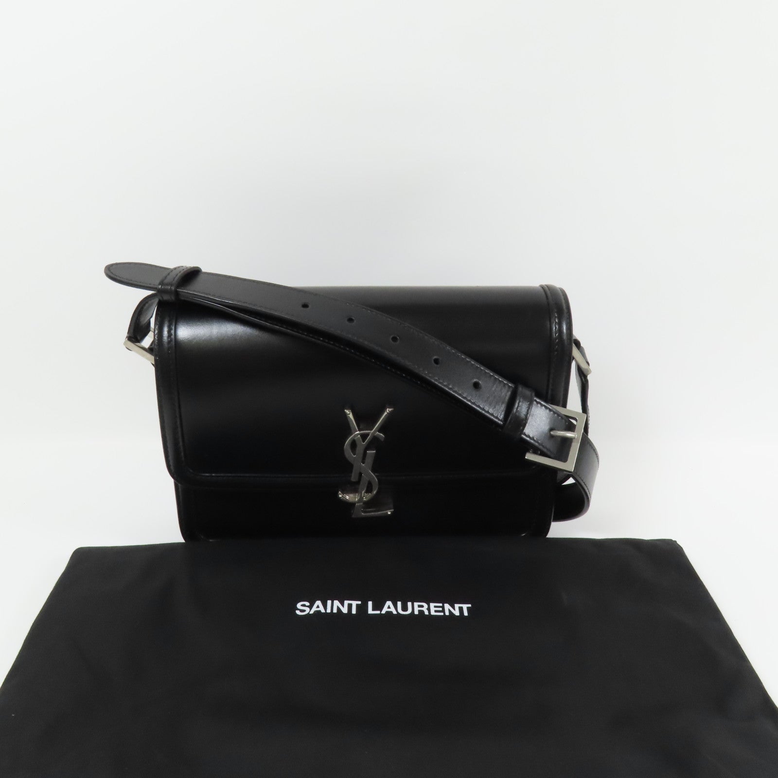 SAINT LAURENT 皮革Shoulder Bag銀扣肩背袋
