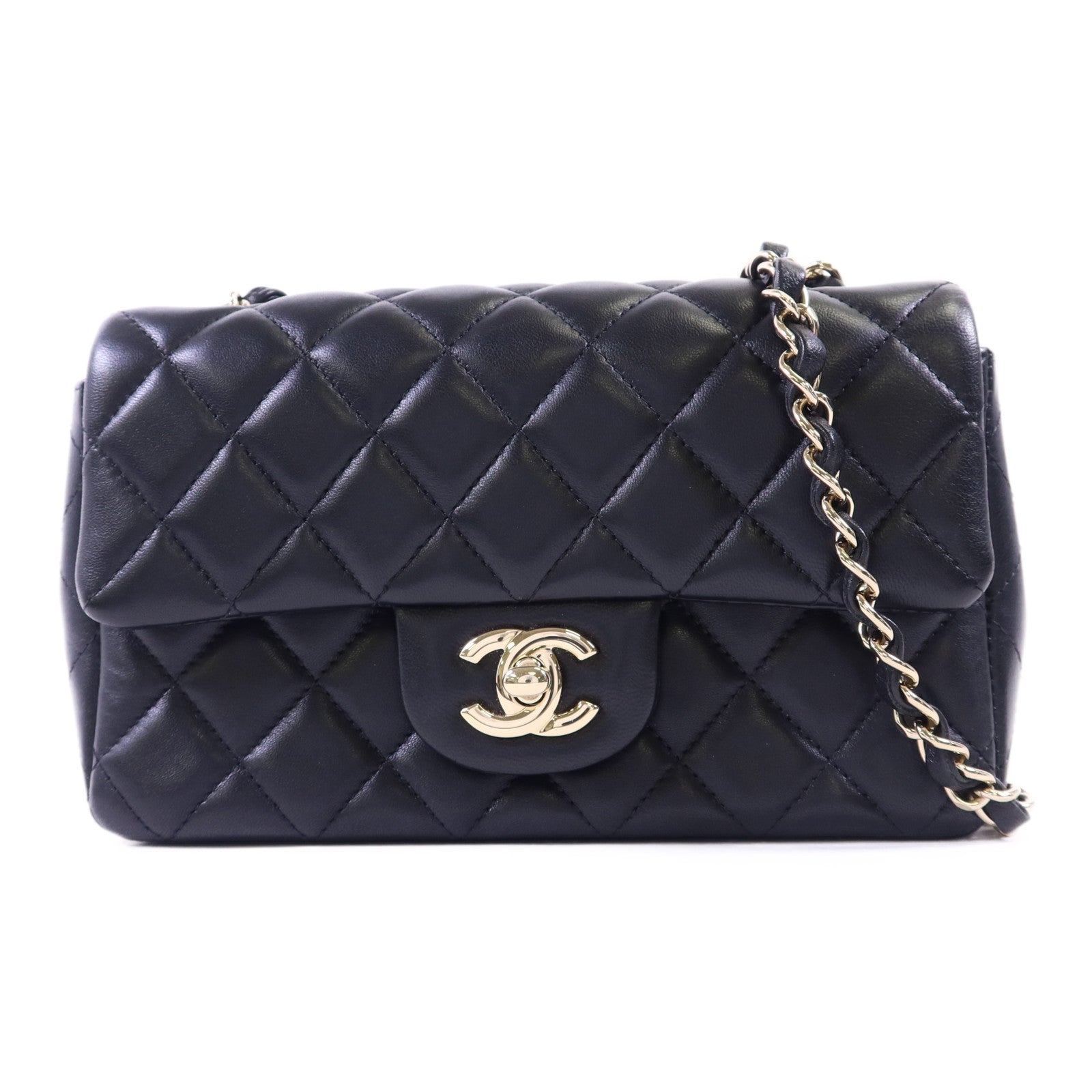 CHANEL 羊皮皮革Mini Classic 20金扣鏈帶肩背袋