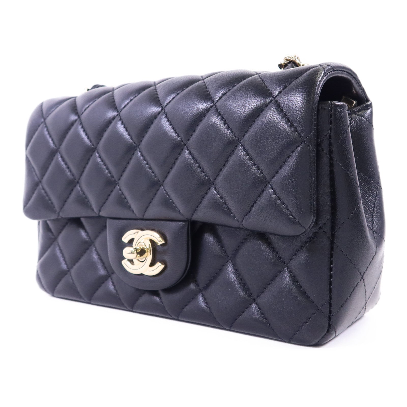 CHANEL 羊皮皮革Mini Classic 20金扣鏈帶肩背袋