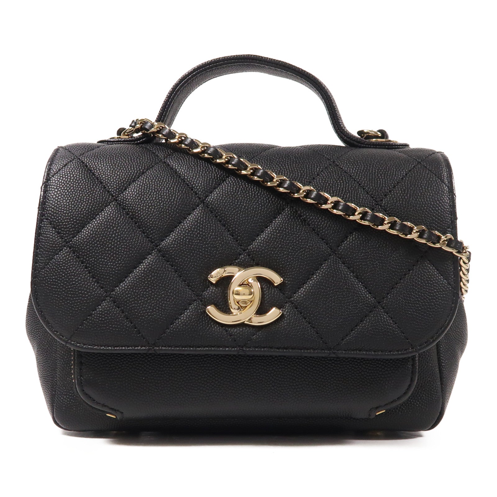 CHANEL 牛皮皮革Business Affinity Bag金扣手挽肩背兩用袋
