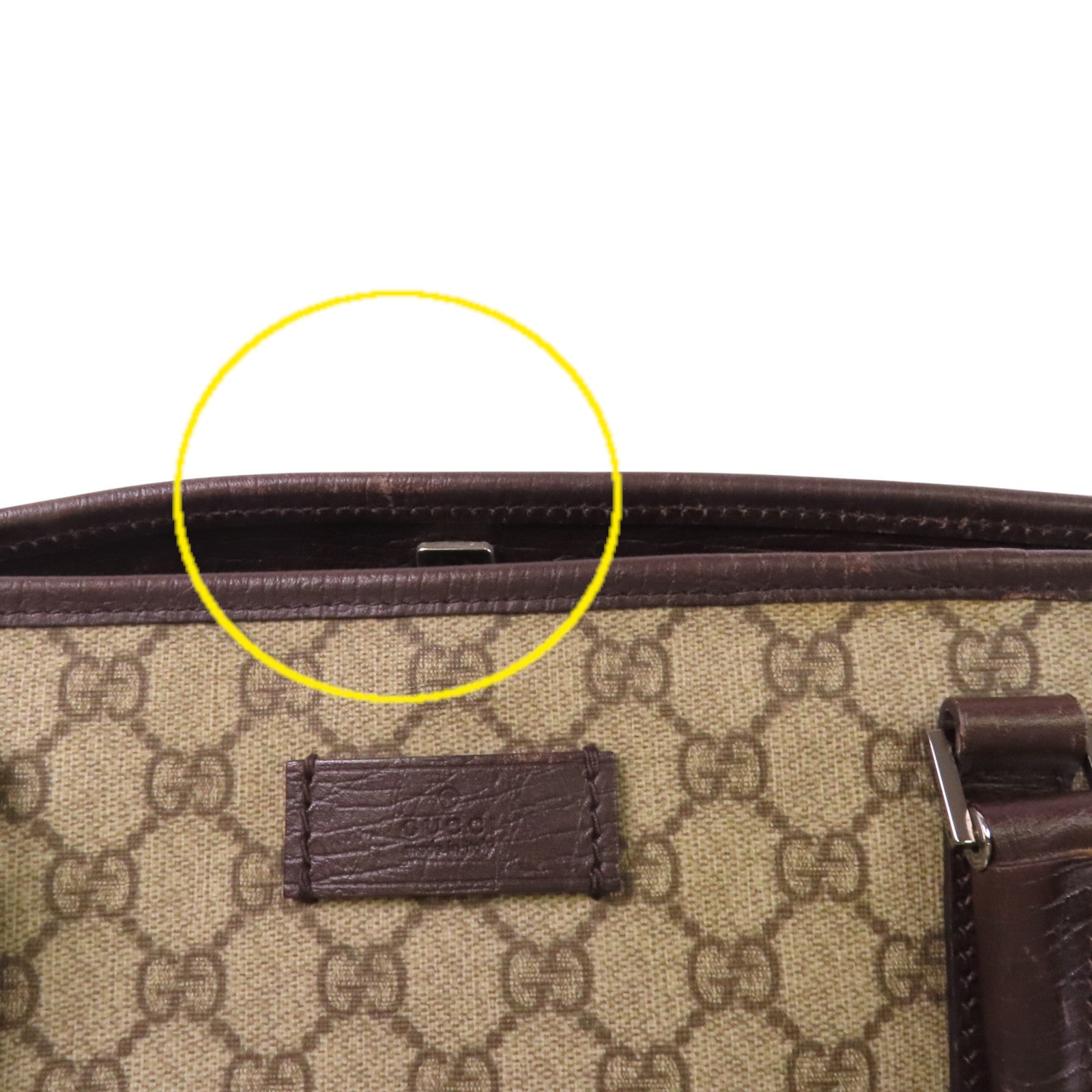 GUCCI 塗層帆布Tote Bag銀扣肩背袋