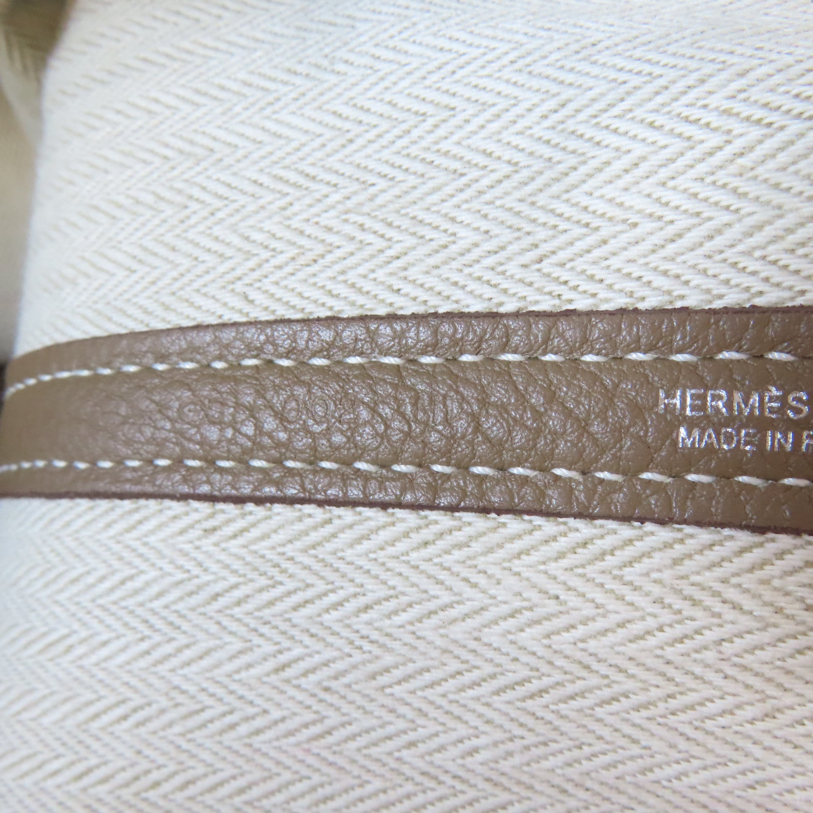 HERMES Negonda皮革GardenParty PM 銀扣手挽袋大象灰色