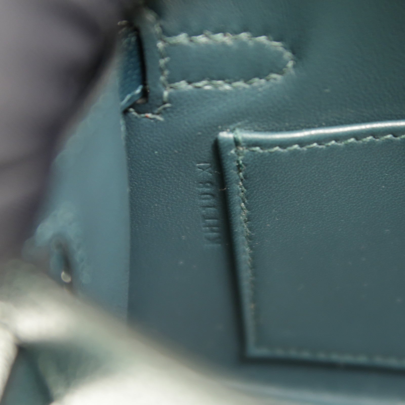 HERMES Chevre皮革/蜥蝪皮革Mini Kelly II Touch手挽肩背兩用袋Vert Cypres/Ombre
