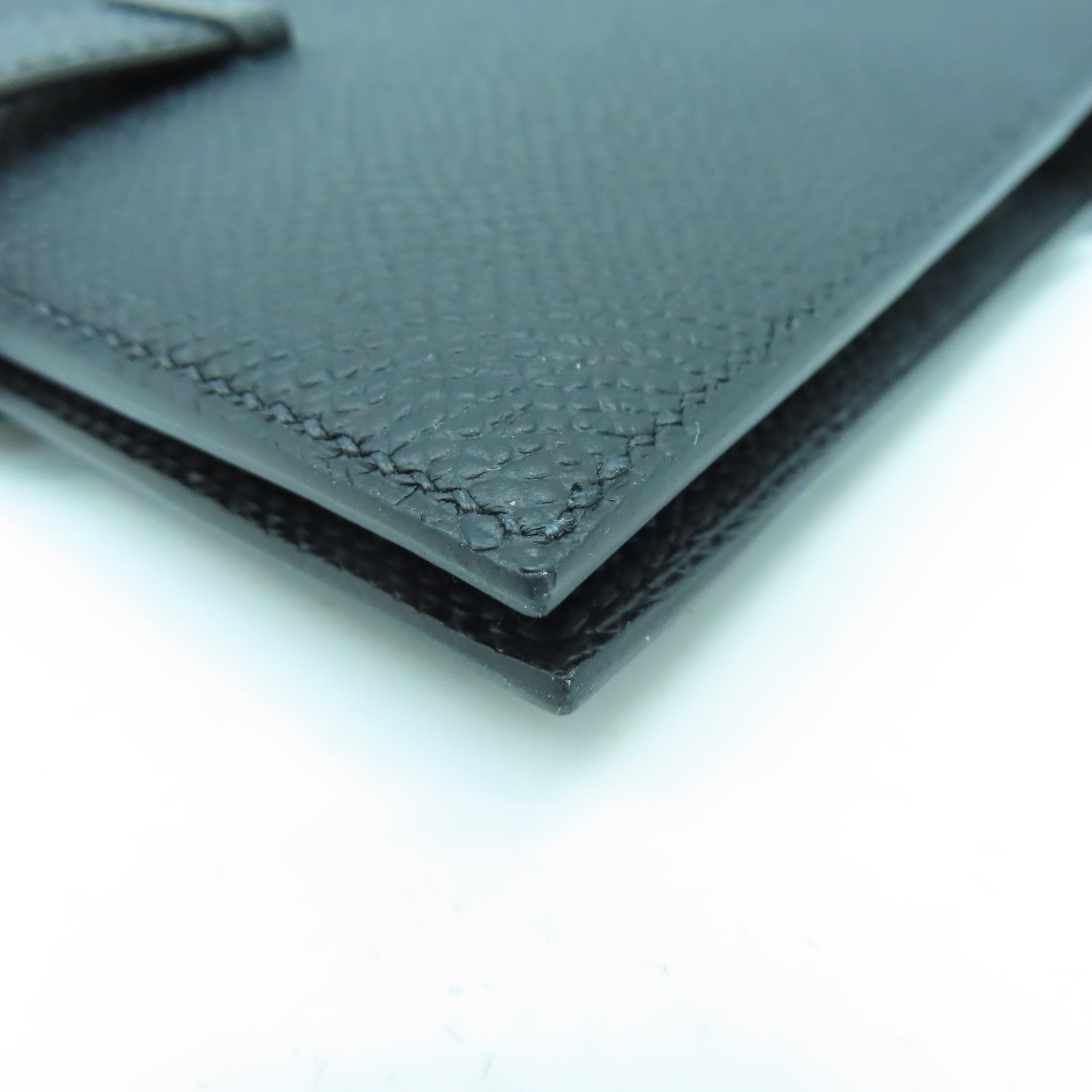 HERMES 【激減優惠】Veau Epsom皮革Compact Wallet銀扣錢包經典黑色